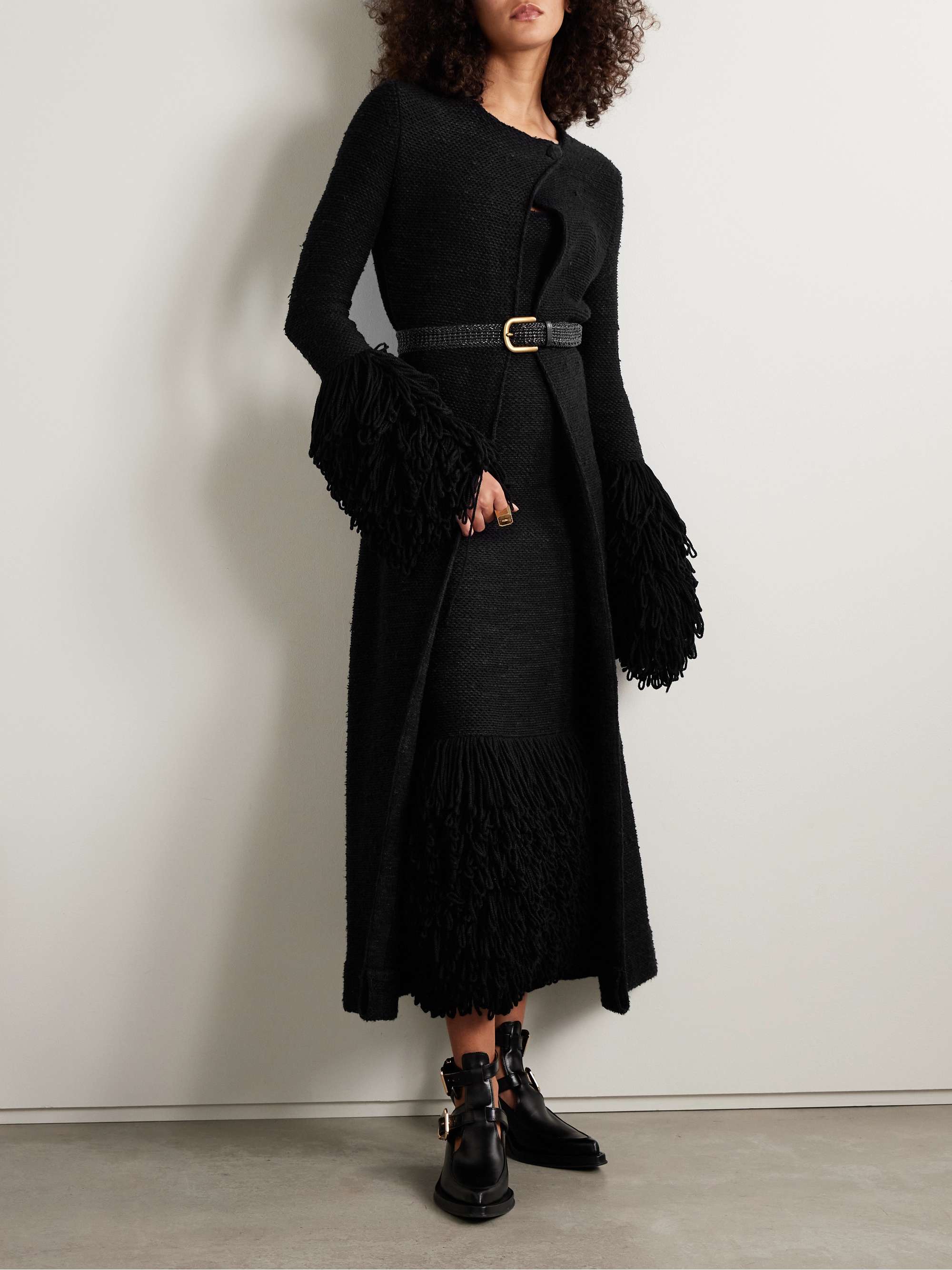 Corus strapless fringed cashmere and silk-blend midi dress view