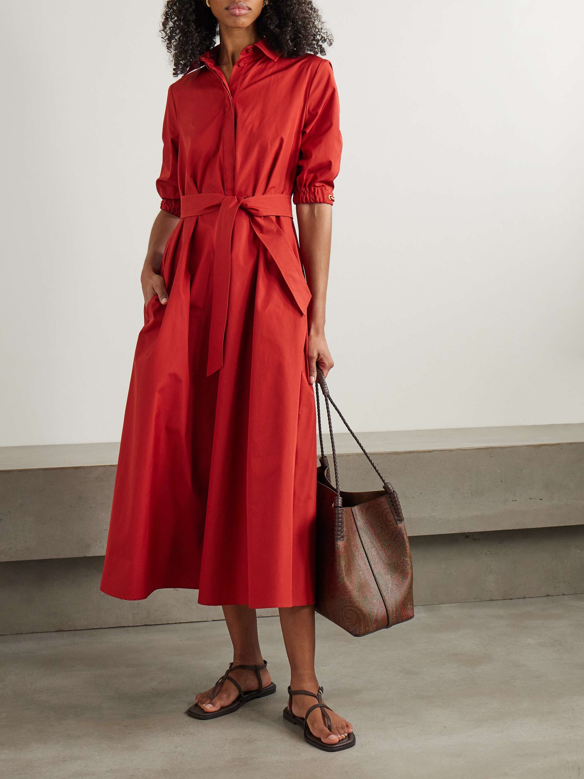 Hoyo cotton-poplin midi shirt dress view