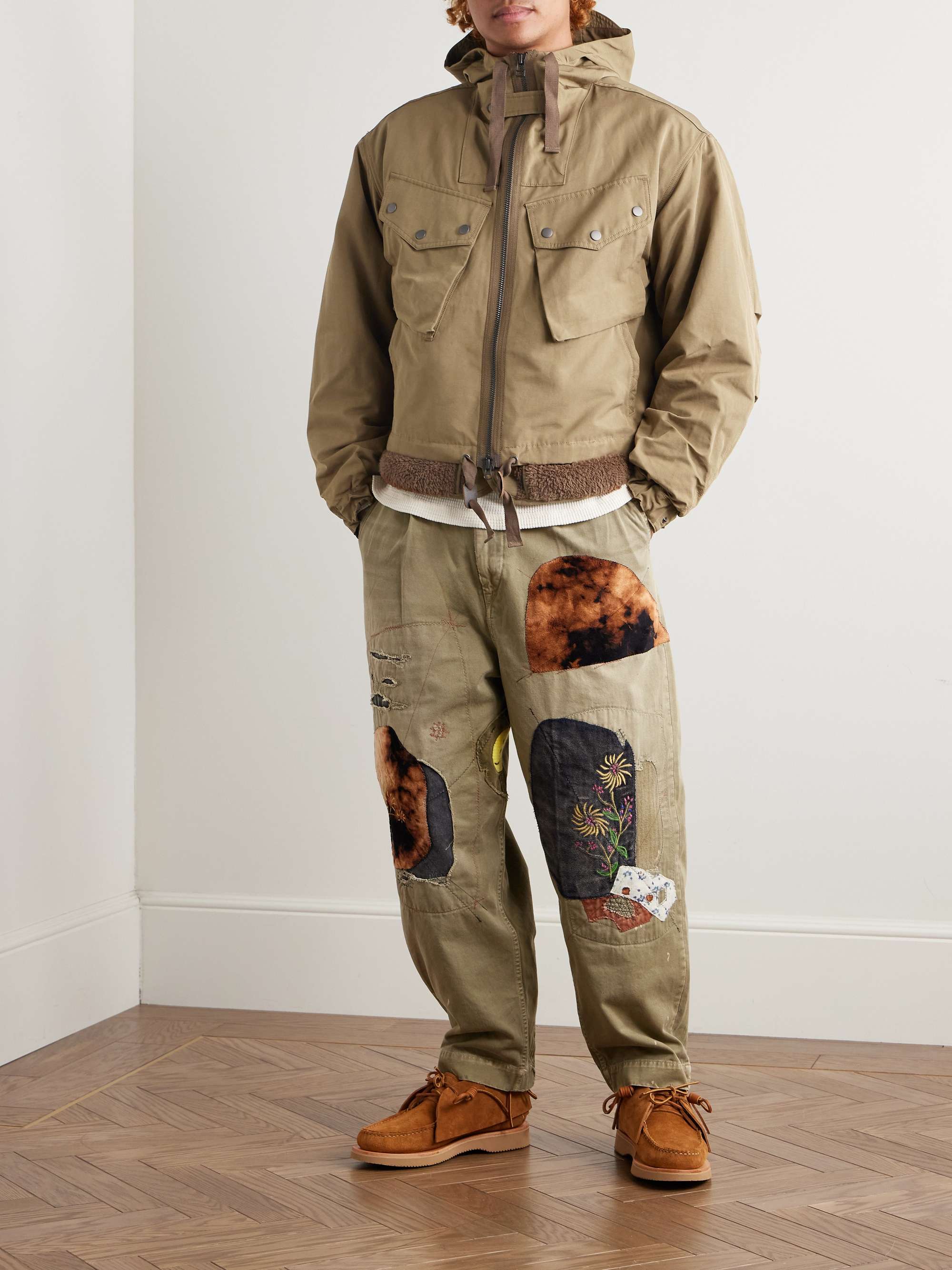 Smock Cotton-Blend Twill Hooded Jacket with Fleece-Trimmed Liner view