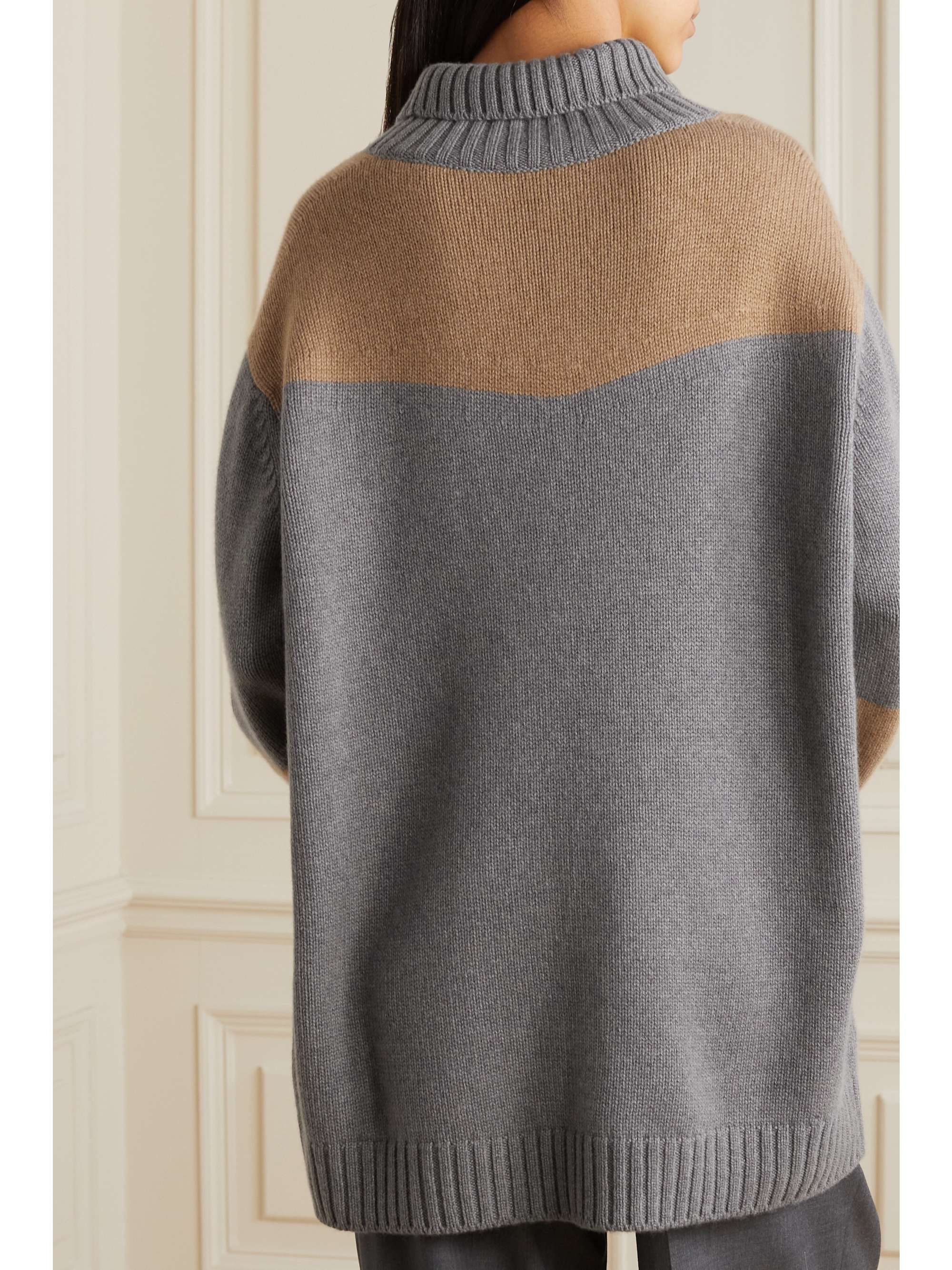 Color-block cashmere turtleneck sweater view