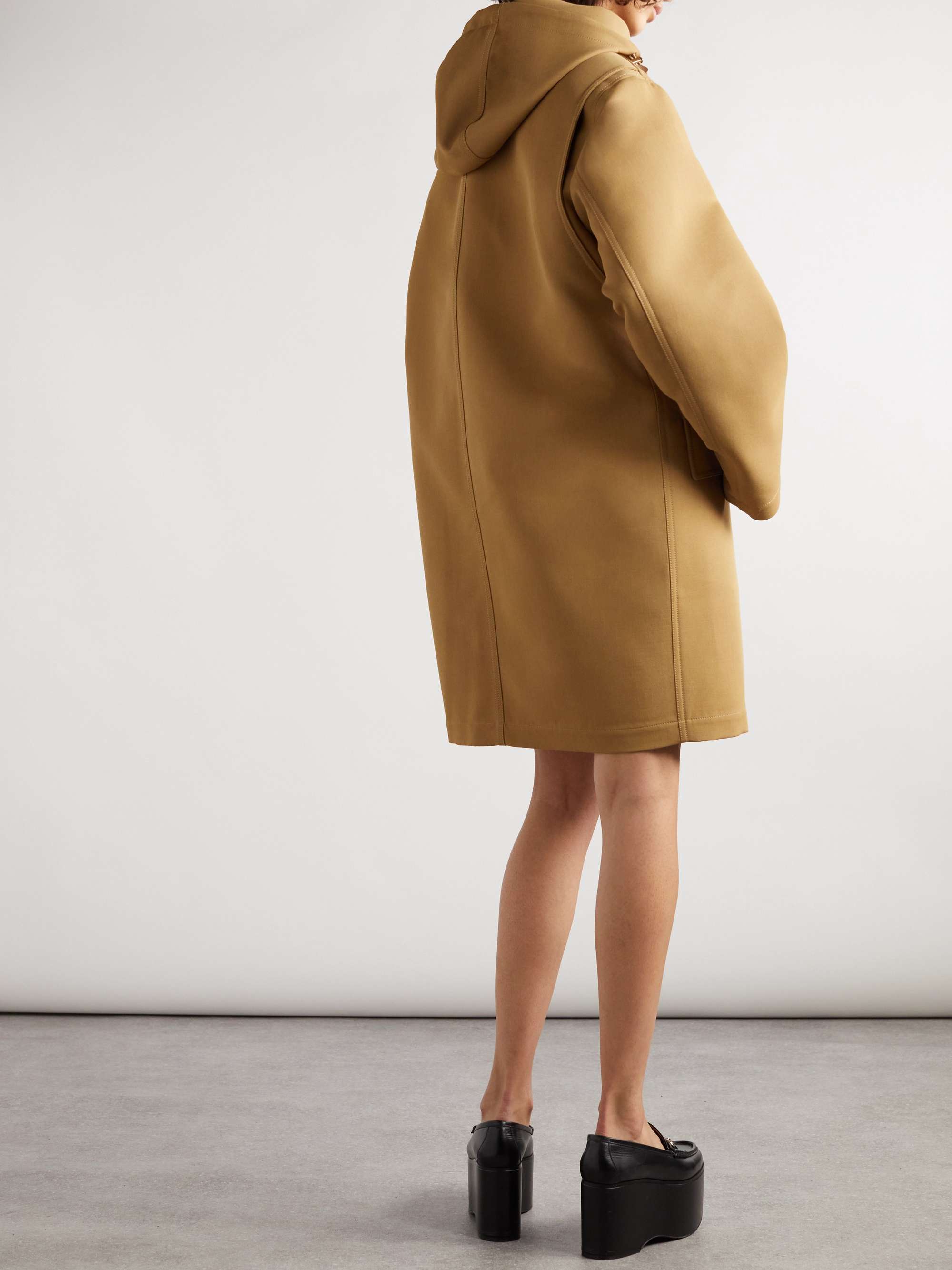 Hooded wool-blend gabardine coat view