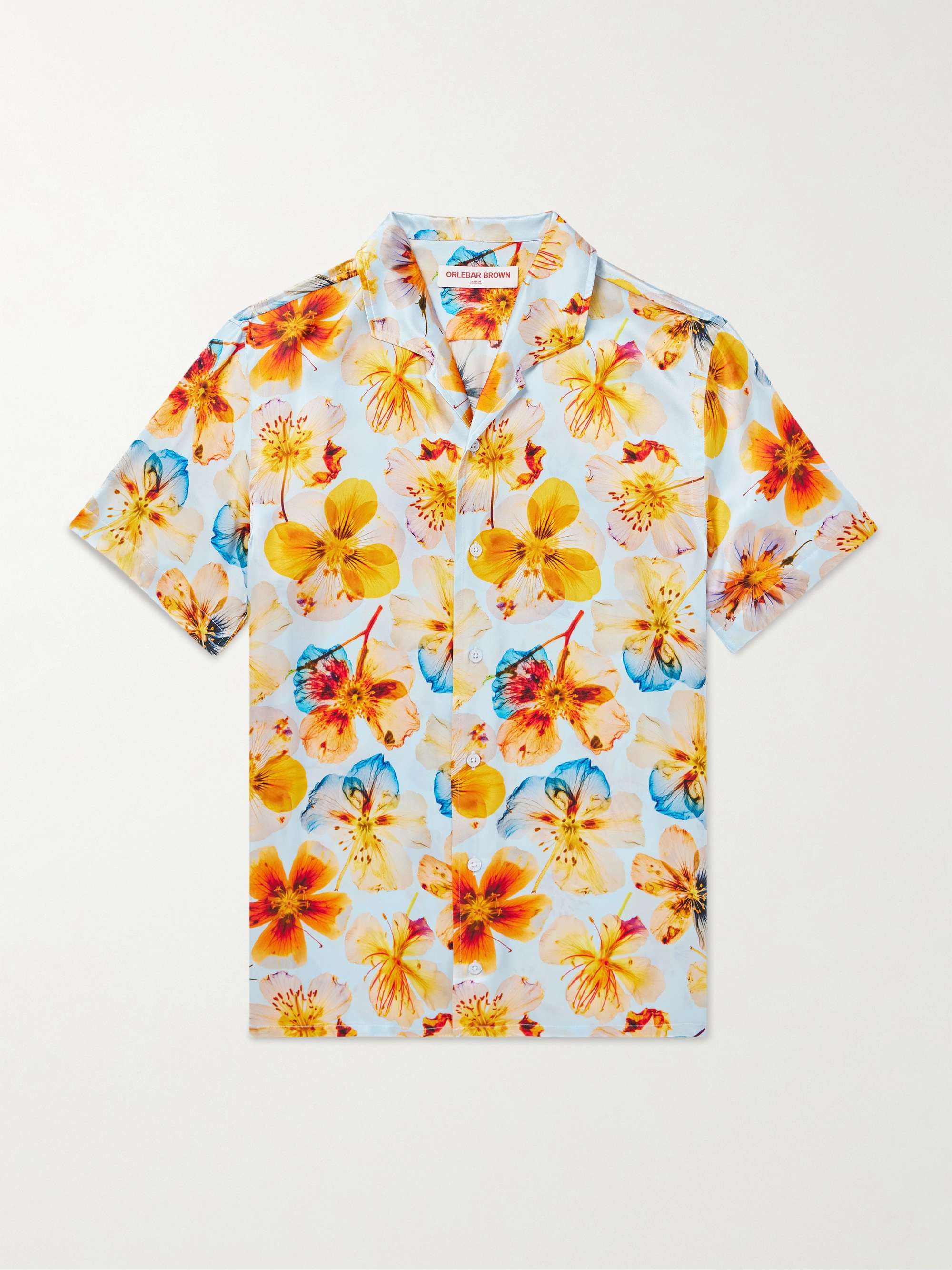 Hibbert Camp-Collar Floral-Print Organic Silk-Satin Shirt hero visual