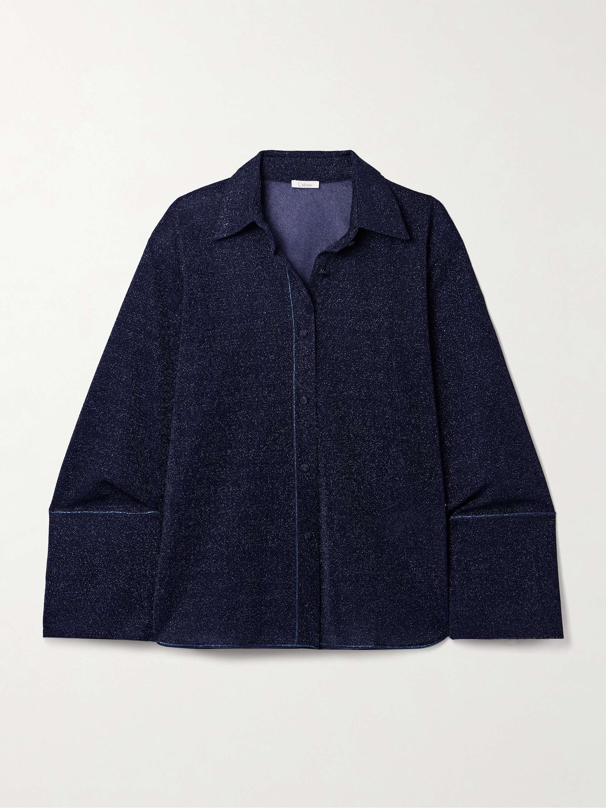 Lumière metallic stretch-knit shirt hero visual
