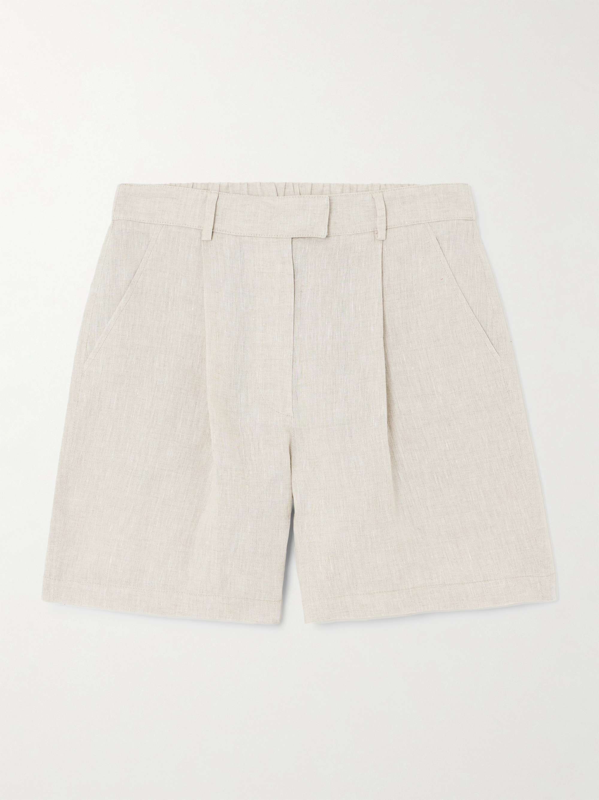Pleated linen shorts hero visual