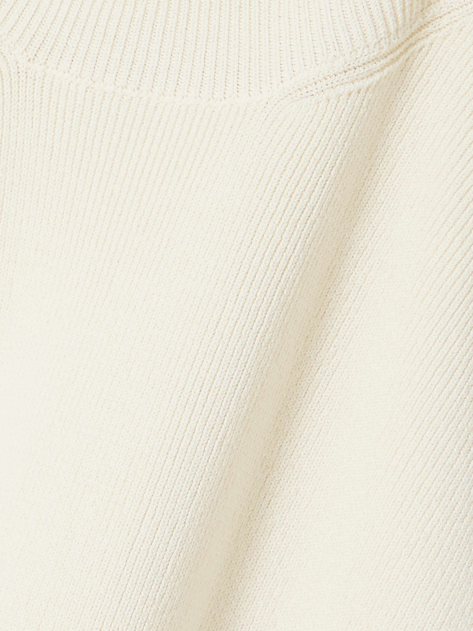 Asymmetric ribbed-knit and draped crepe turtleneck dress view
