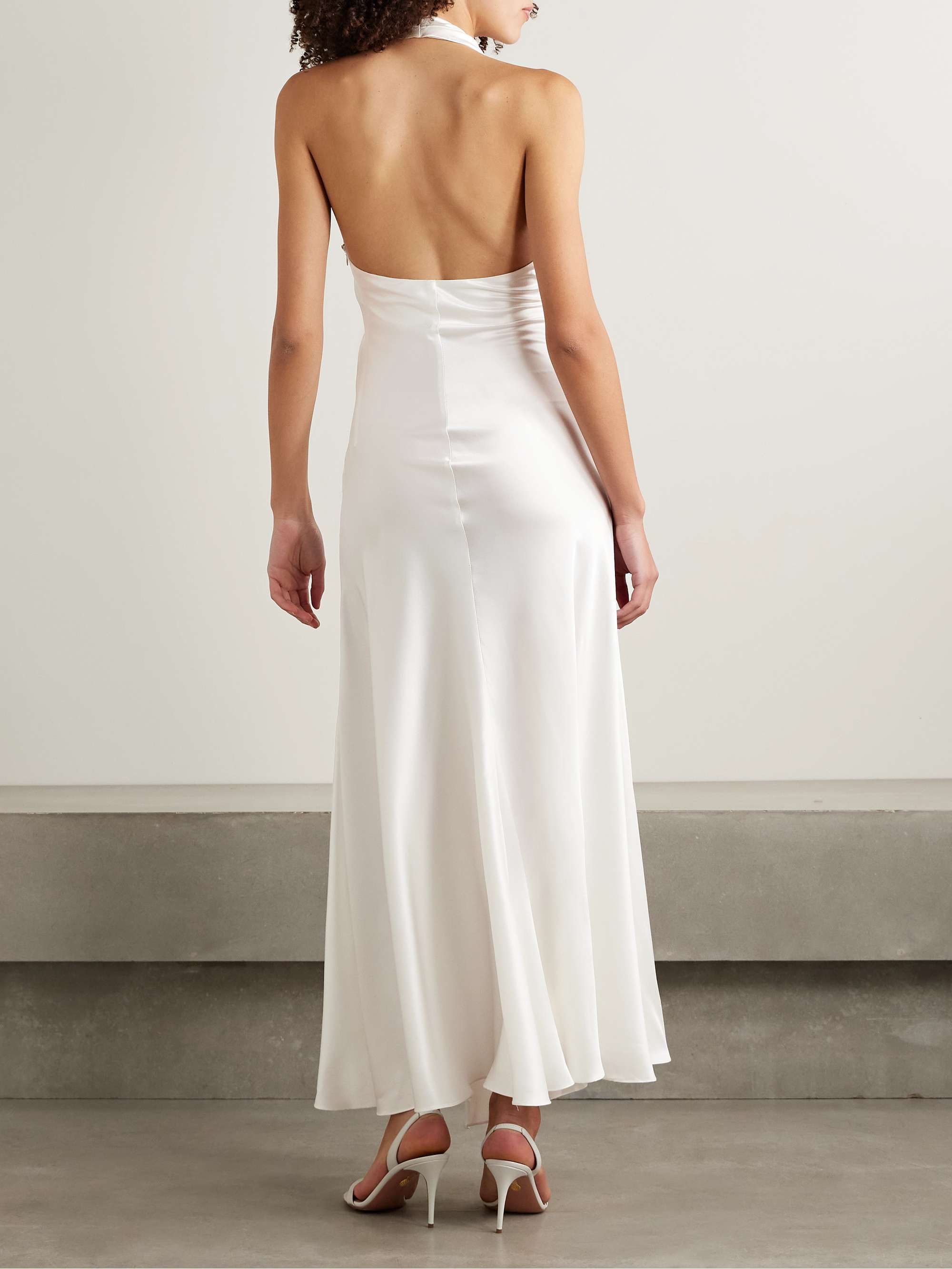 Embellished silk-charmeuse halterneck gown view