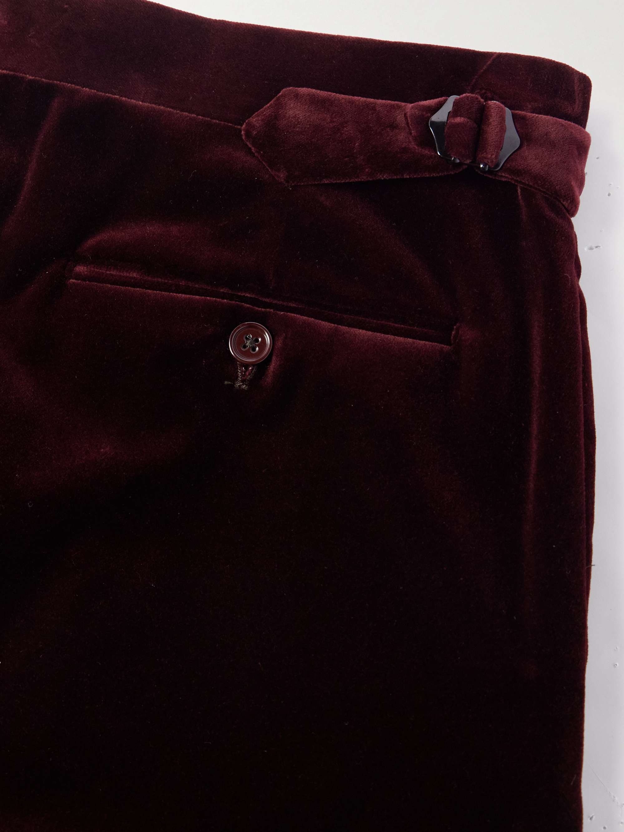 Gregory Straight-Leg Cotton-Velvet Tuxedo Trousers view