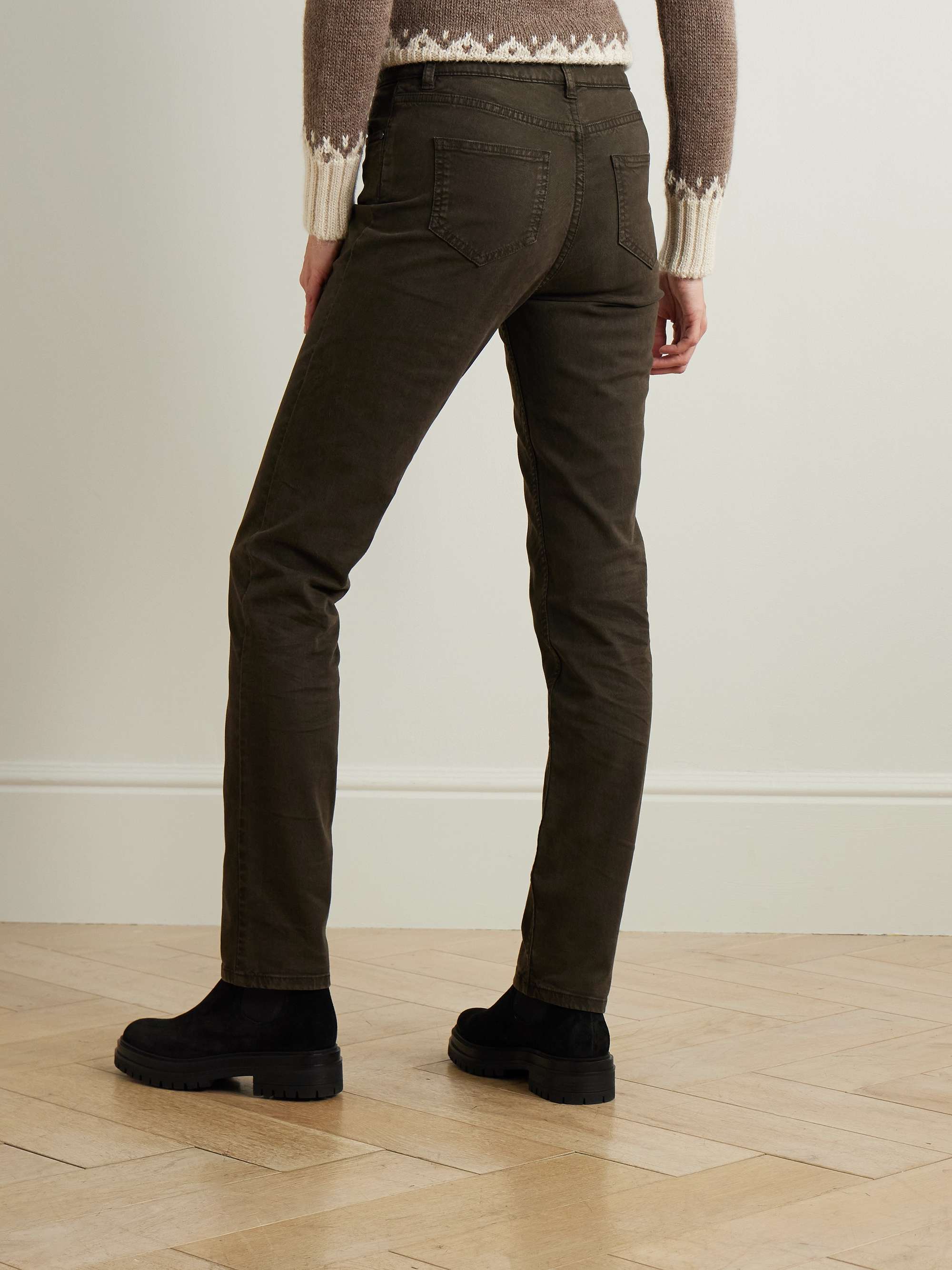 Stretch cotton, TENCEL™ and silk-blend twill slim-leg pants view