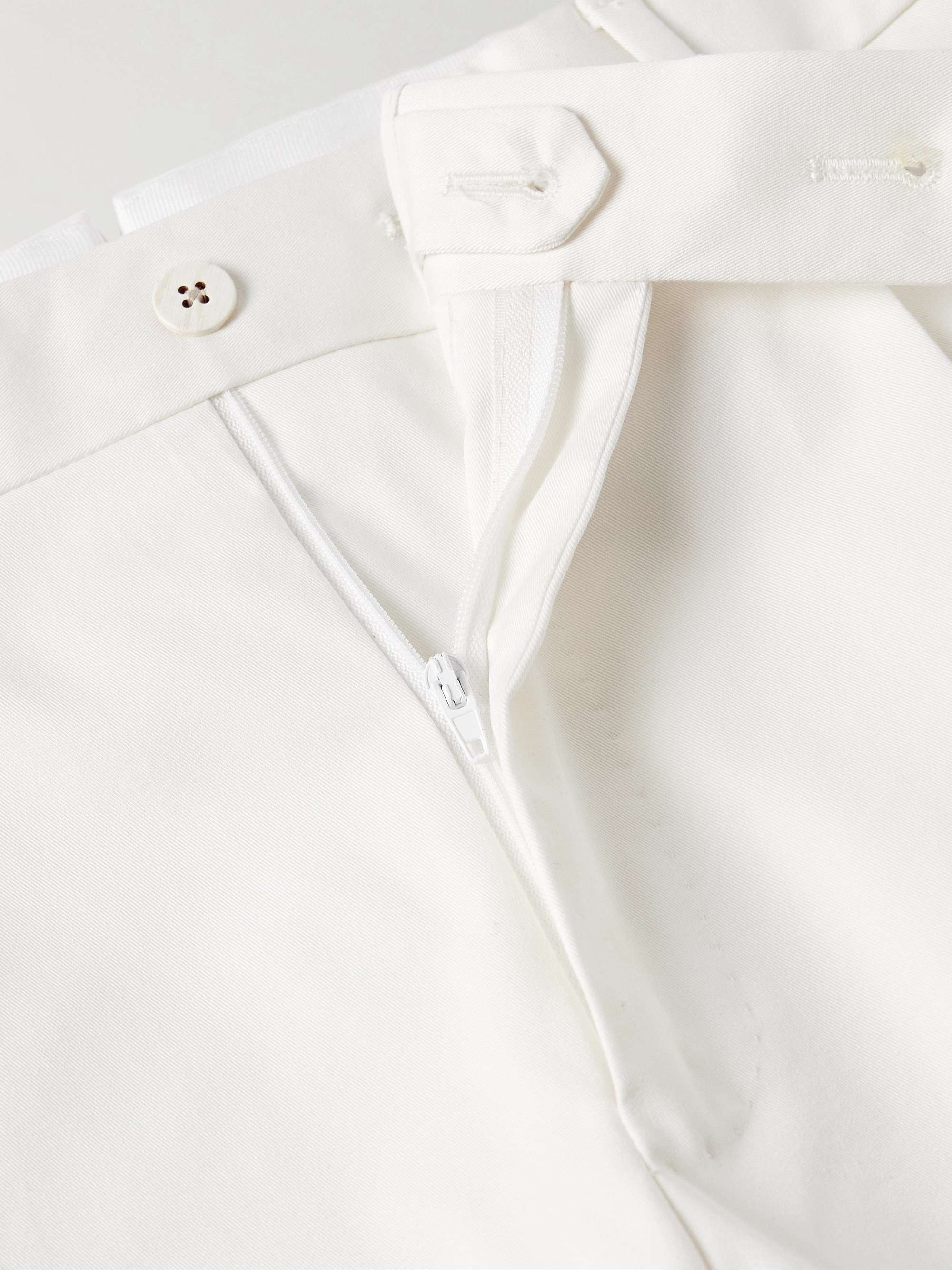Slim-Fit Pleated Cotton-Blend Twill Trousers view
