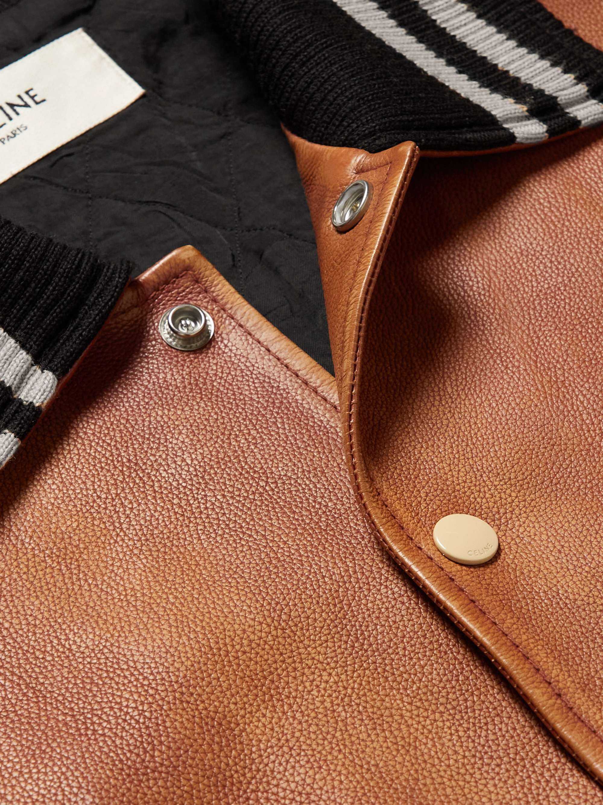 Teddy Oversized Logo-Appliquéd Leather Bomber Jacket view