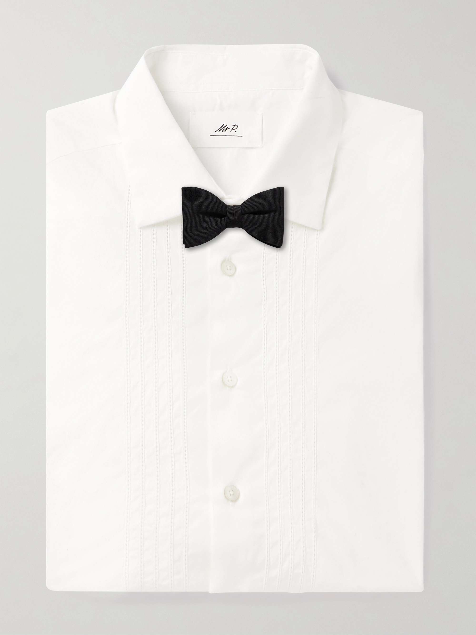 Cutaway-Collar Embroidered Cotton-Poplin Tuxedo Shirt view