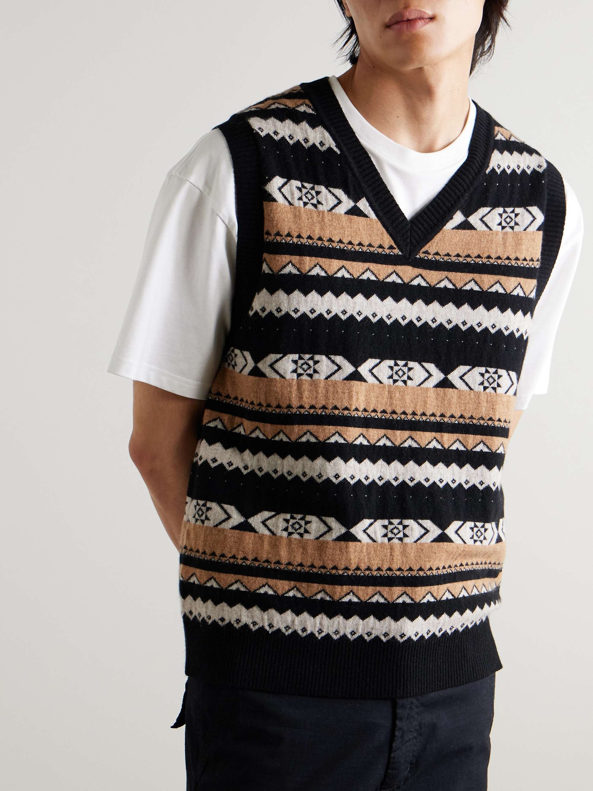 Jacquard-Knit Merino Wool and Cashmere-Blend Sweater Vest view