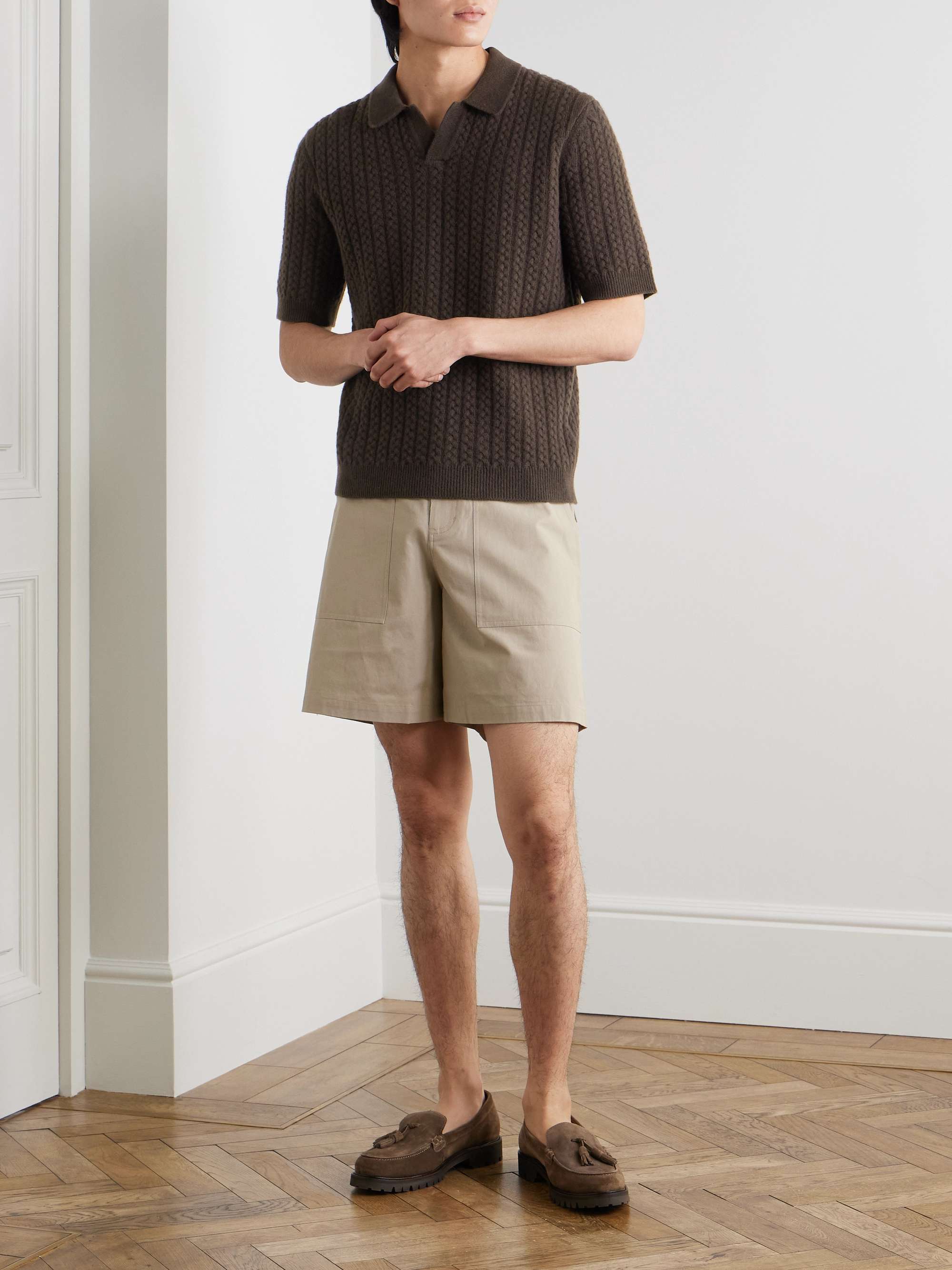 Cable-Knit Wool Polo Shirt view