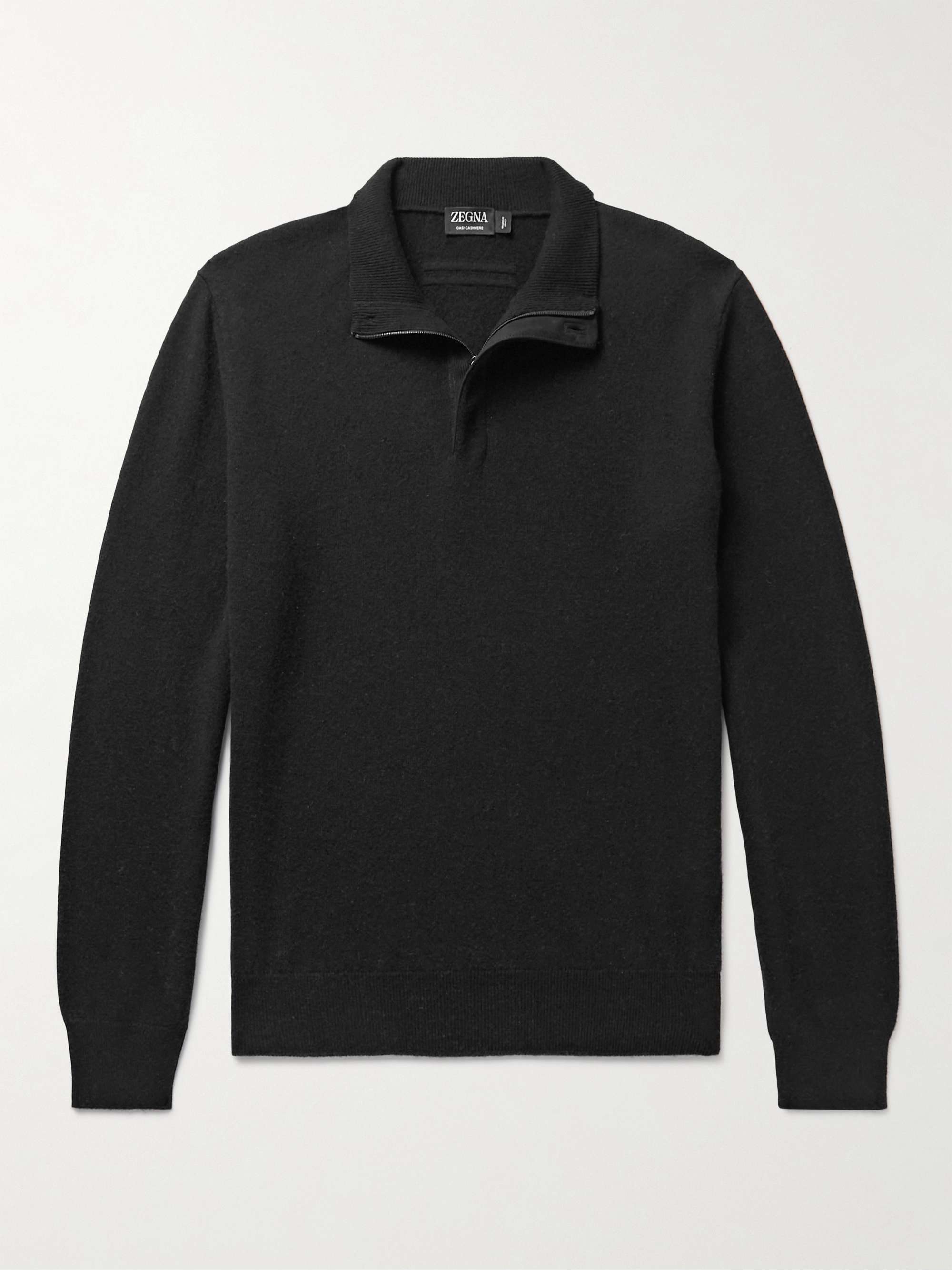Oasi Nubuck-Trimmed Cashmere Half-Zip Sweater hero visual
