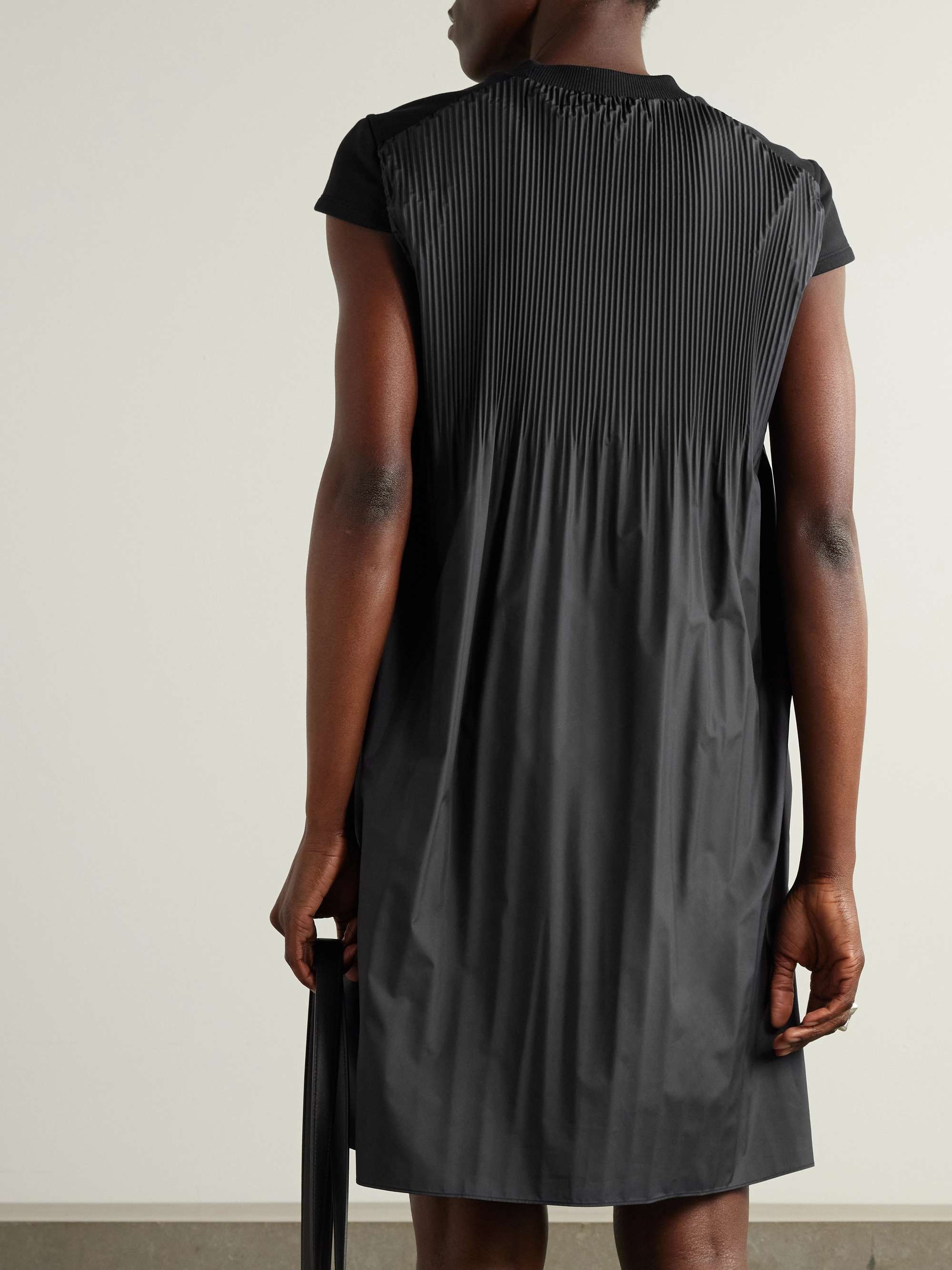 Appliquéd cotton-jersey and pleated shell mini dress view