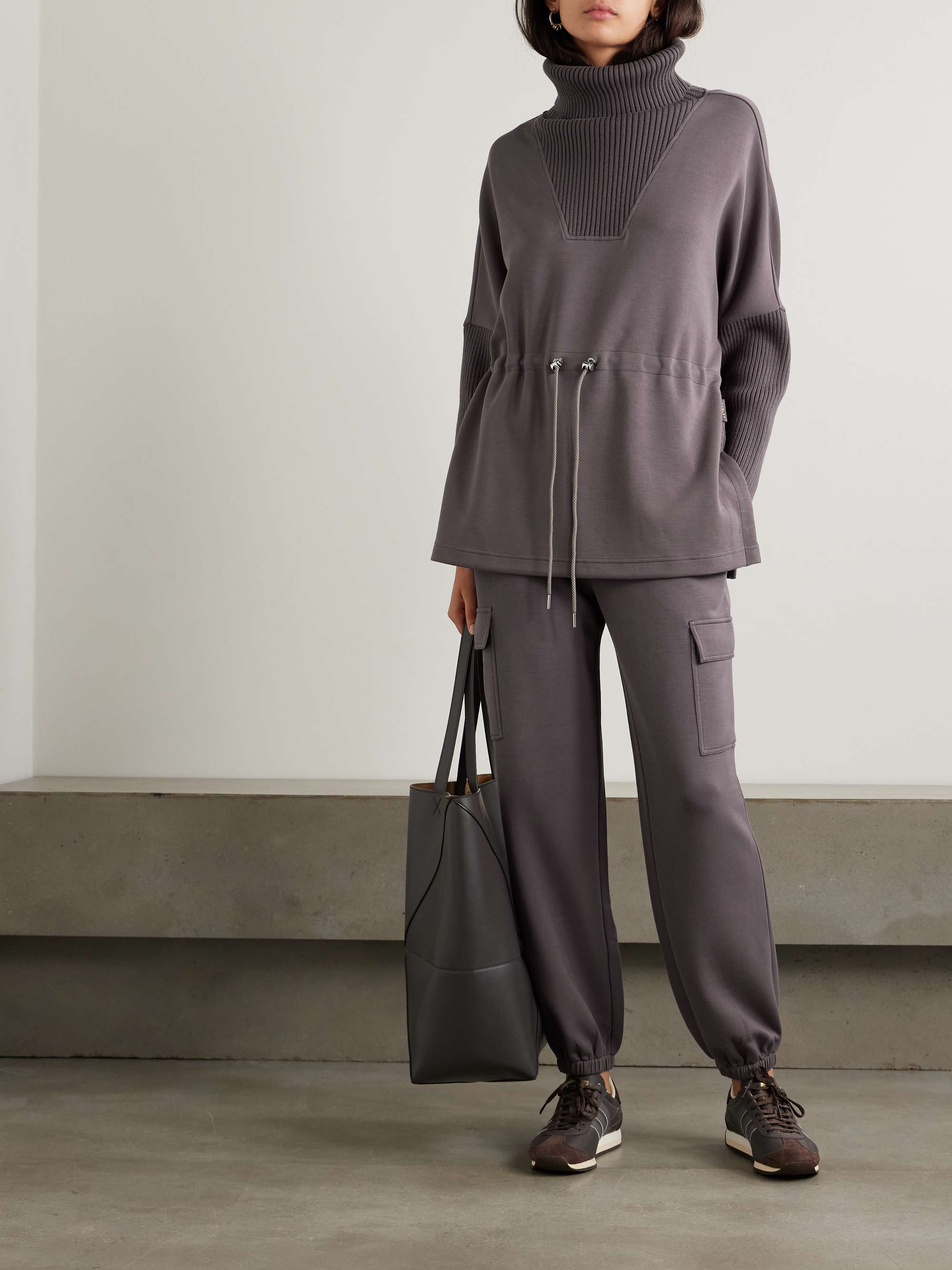 Suffolk ribbed-knit and DoubleSoft® jersey turtleneck sweatshirt view