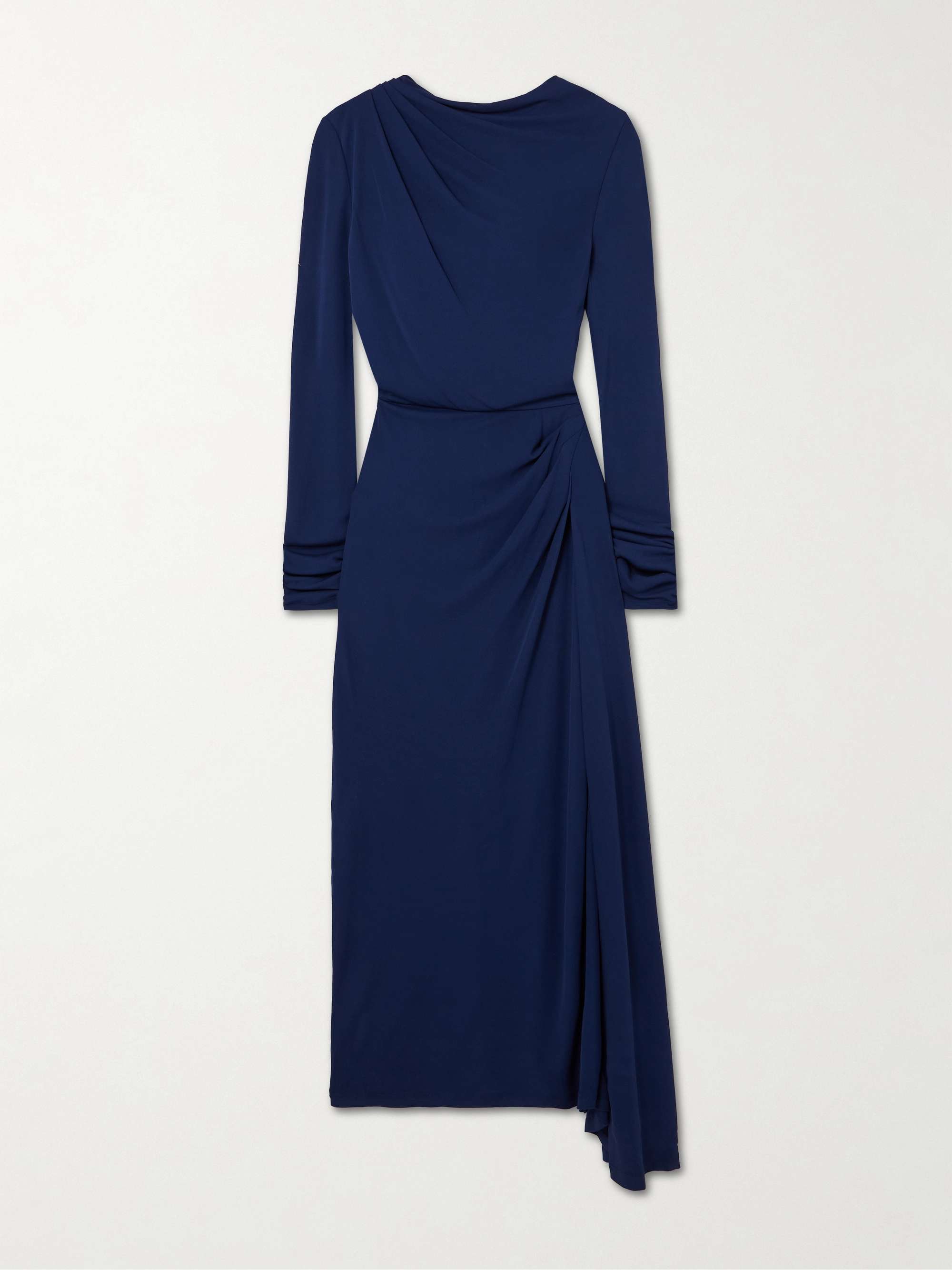Draped gathered stretch-crepe midi dress hero visual
