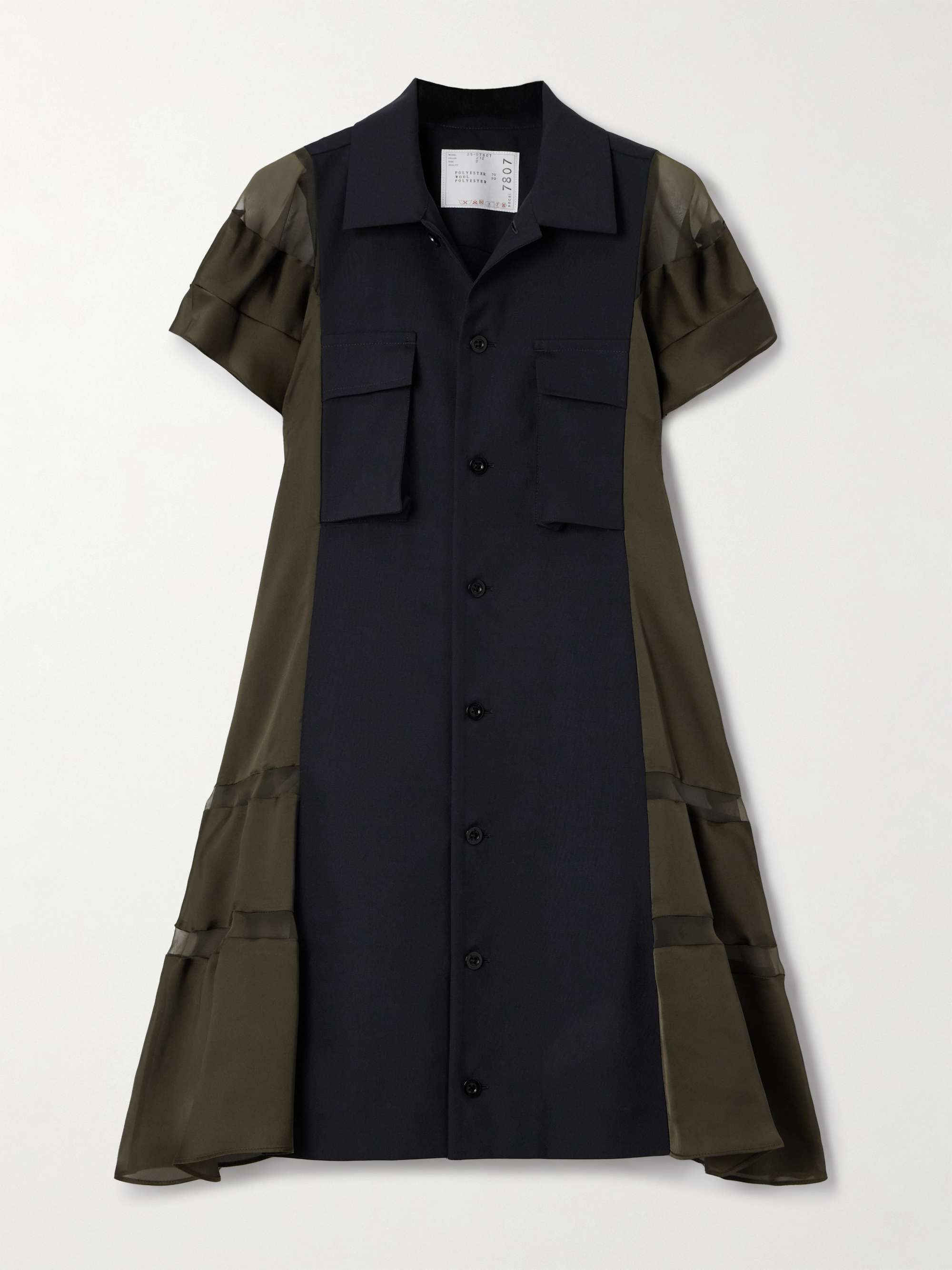 Chiffon-trimmed paneled satin and crepe mini dress hero visual