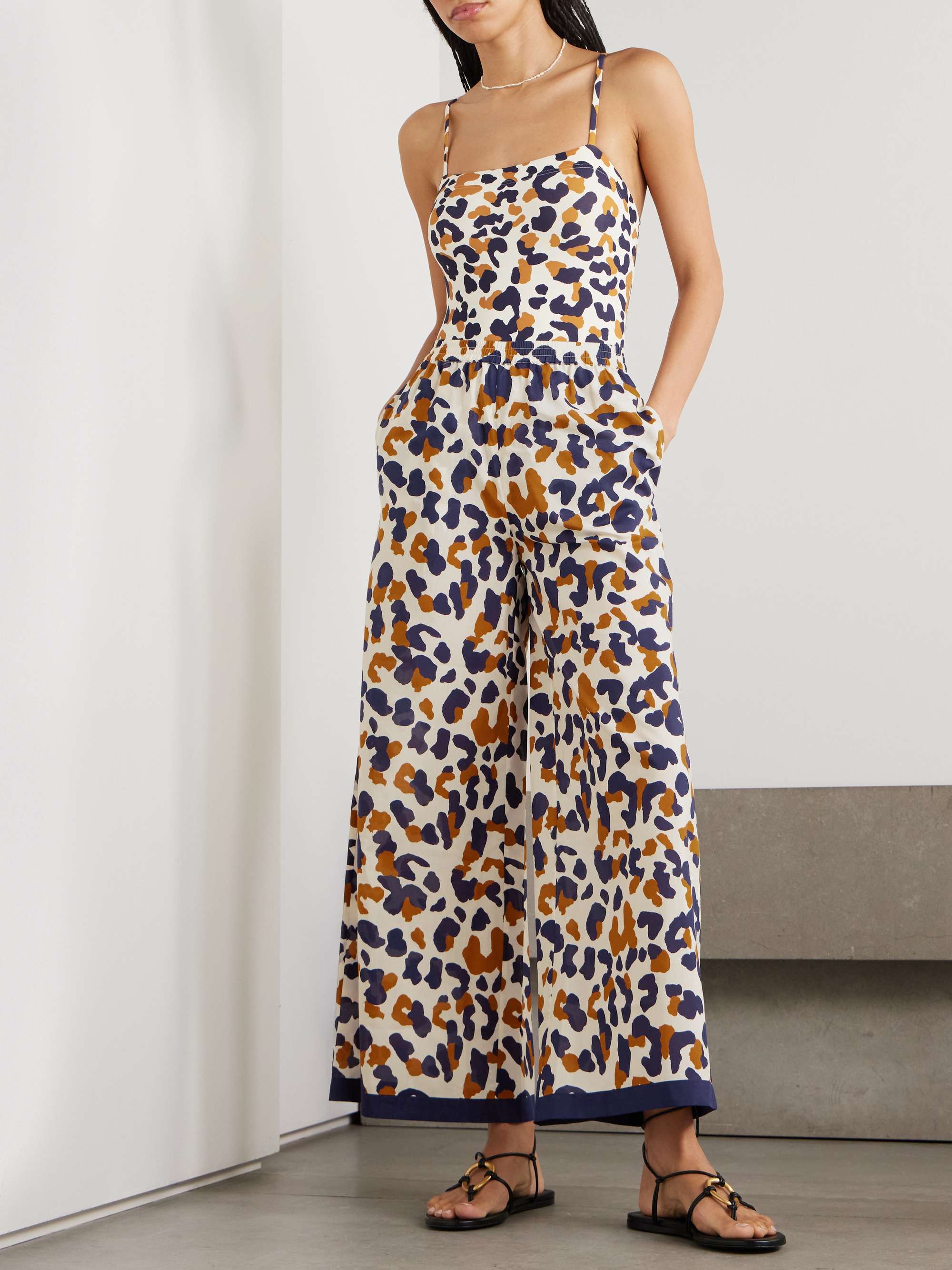 Capitaine printed cotton and silk-blend voile wide-leg pants view