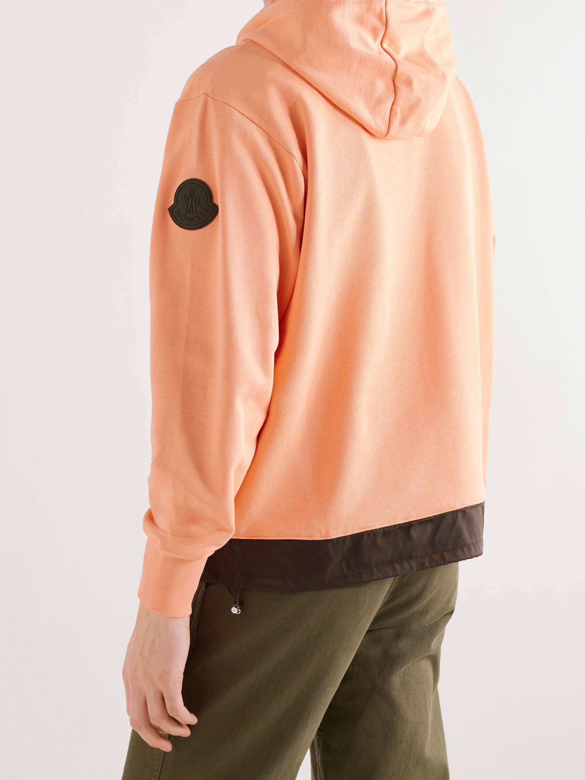 Logo-Appliquéd Shell-Trimmed Cotton-Jersey Hoodie view