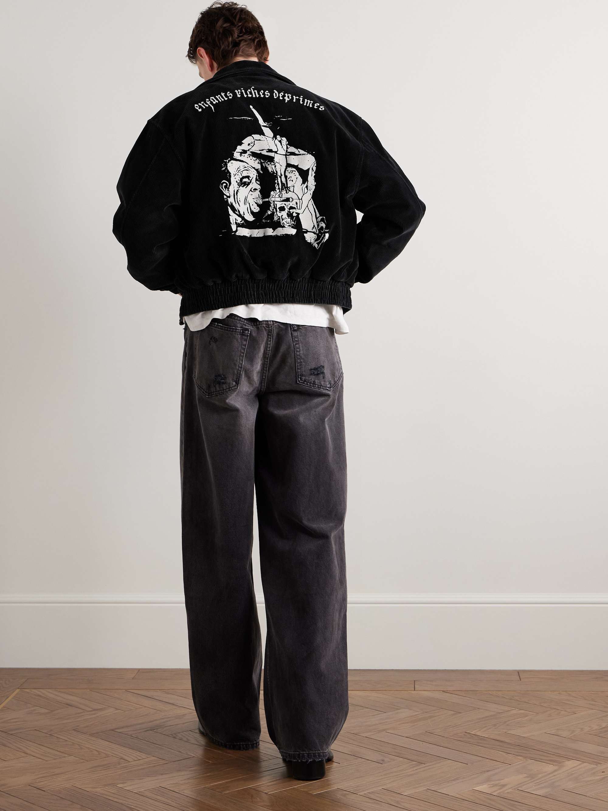 Barbara Cropped Logo-Embroidered Cotton-Corduroy Bomber Jacket view