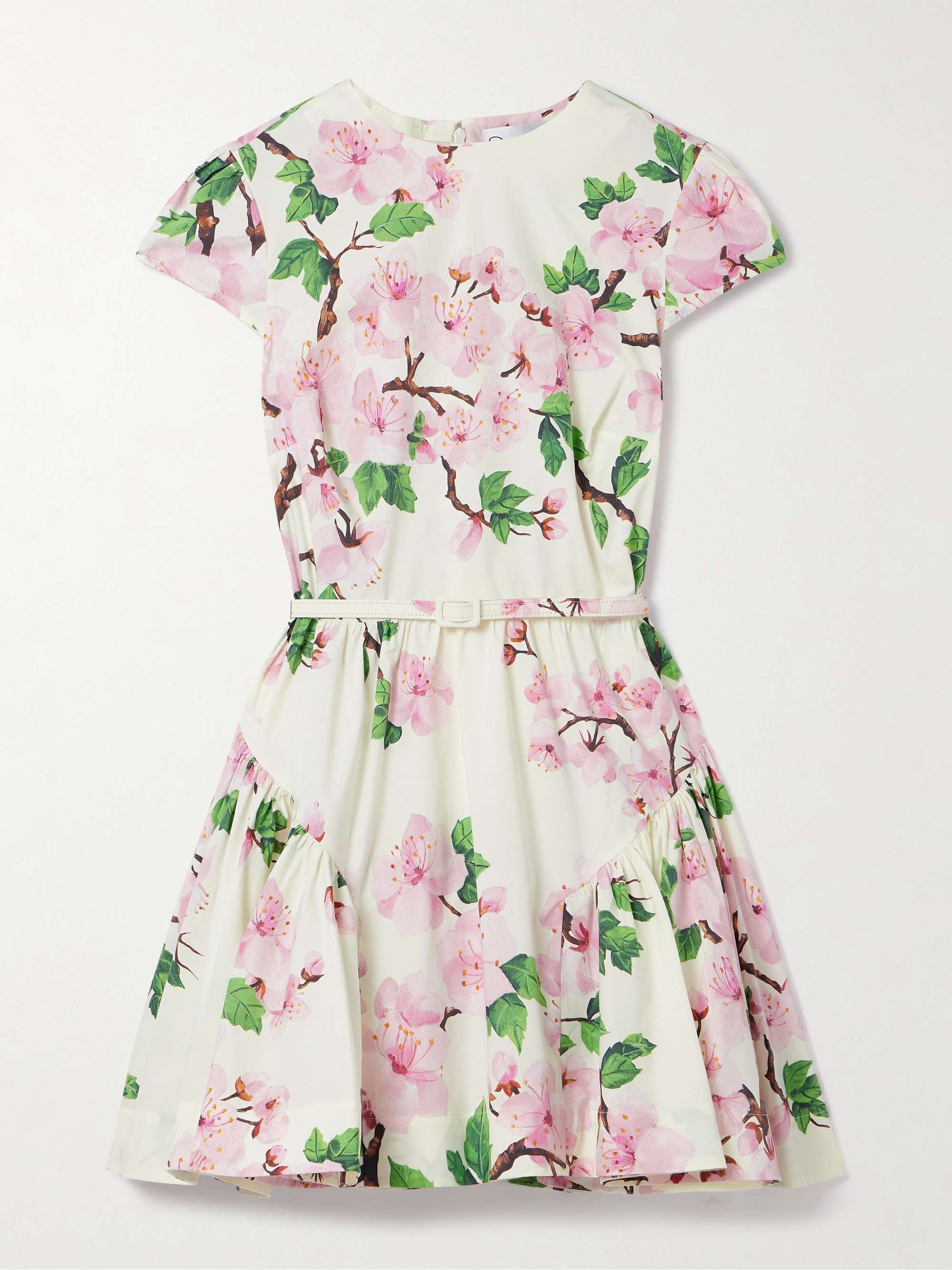 Belted tiered floral-print cotton-blend poplin mini dress hero visual