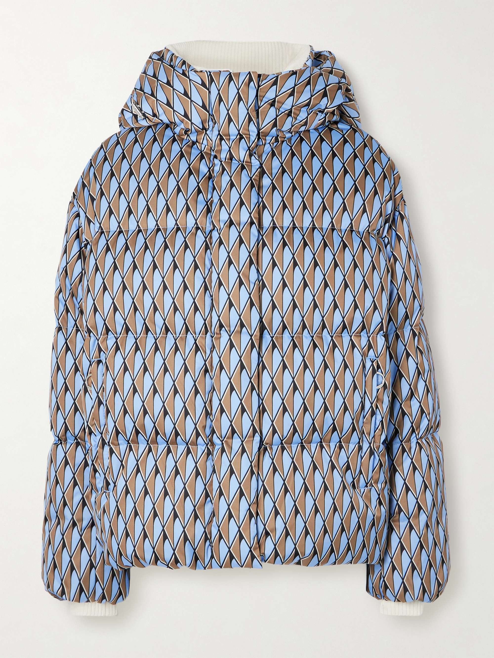 Ada Diam hooded ribbed knit-trimmed printed quilted down ski jacket hero visual