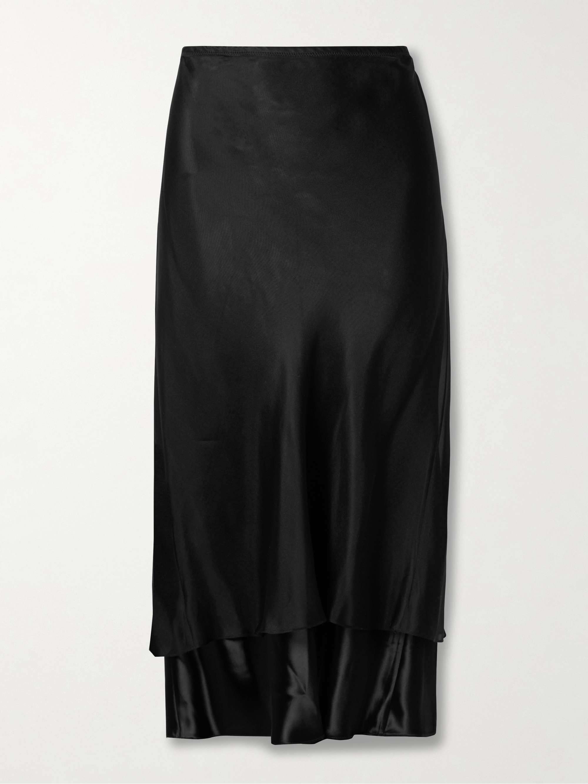 Monina layered satin and organza midi skirt hero visual