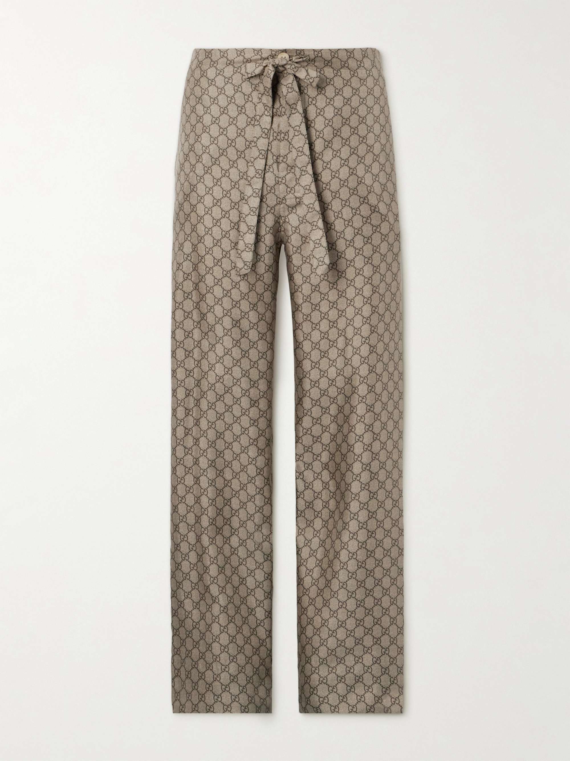 Straight-Leg Monogrammed Silk Trousers hero visual