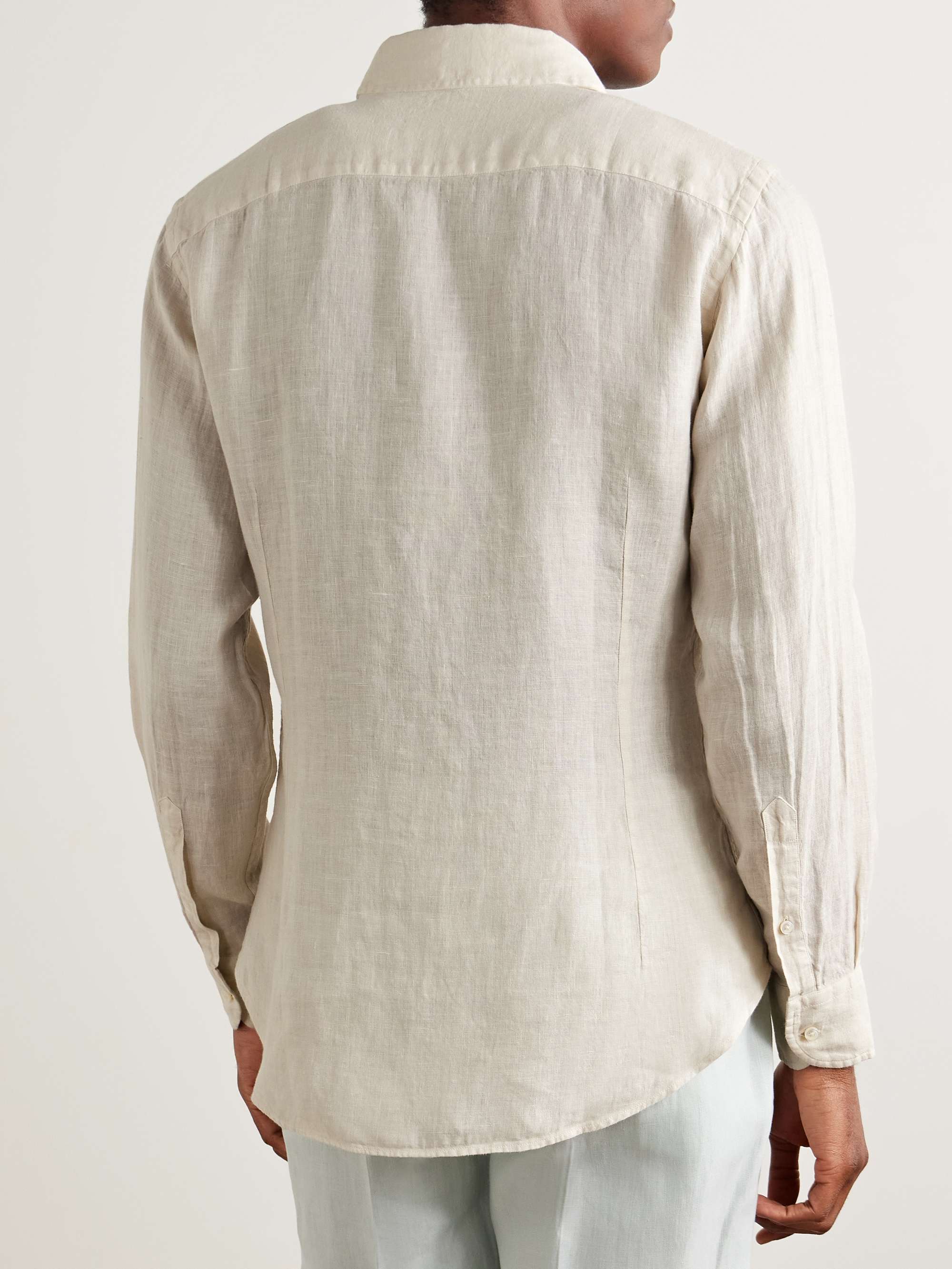 Slim-Fit Cutaway-Collar Linen Shirt view