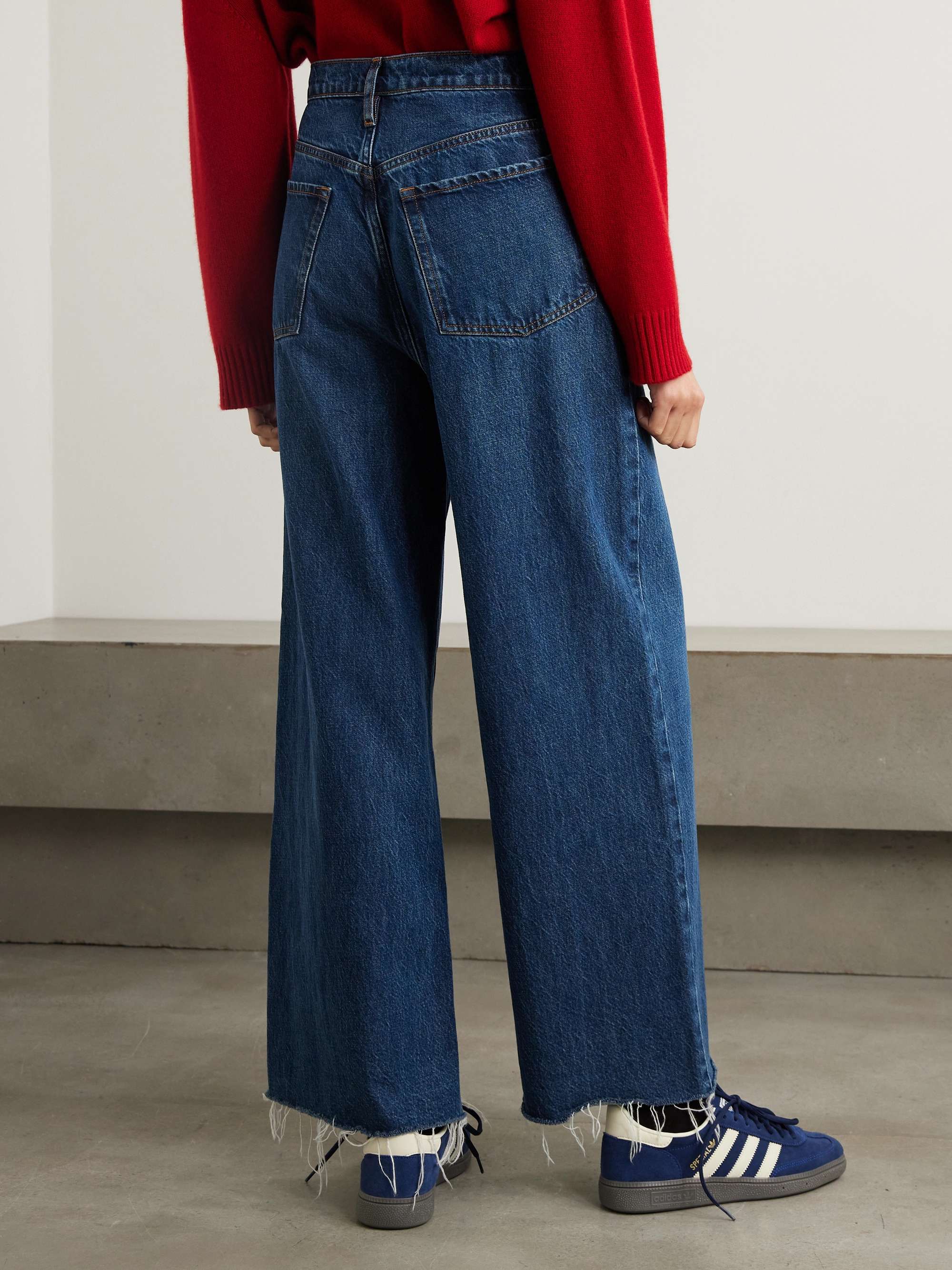 Le Low Baggy distressed high-rise wide-leg organic jeans view