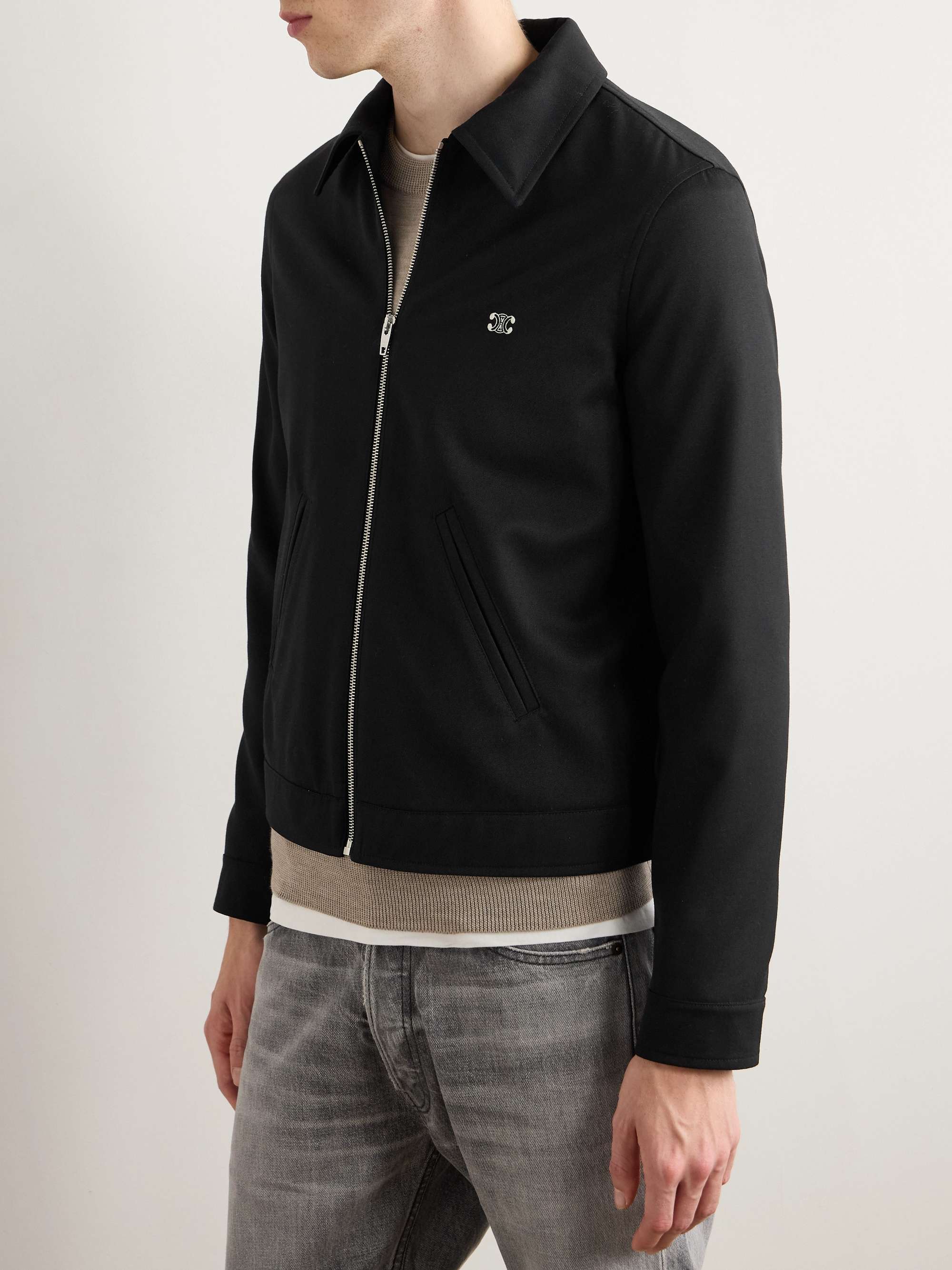 Triomphe Logo-Embroidered Wool-Blend Twill Jacket view