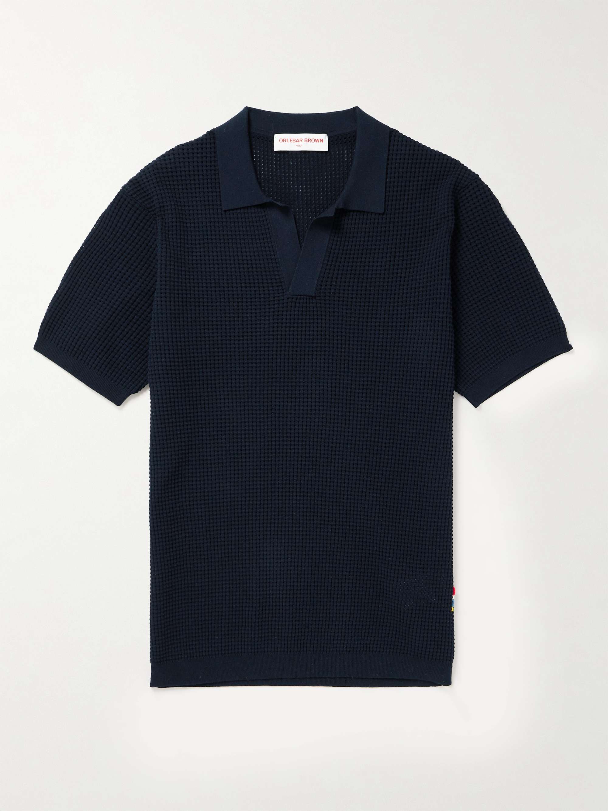 Roddy Slim-Fit Camp-Collar Pointelle-Knit Polo Shirt hero visual