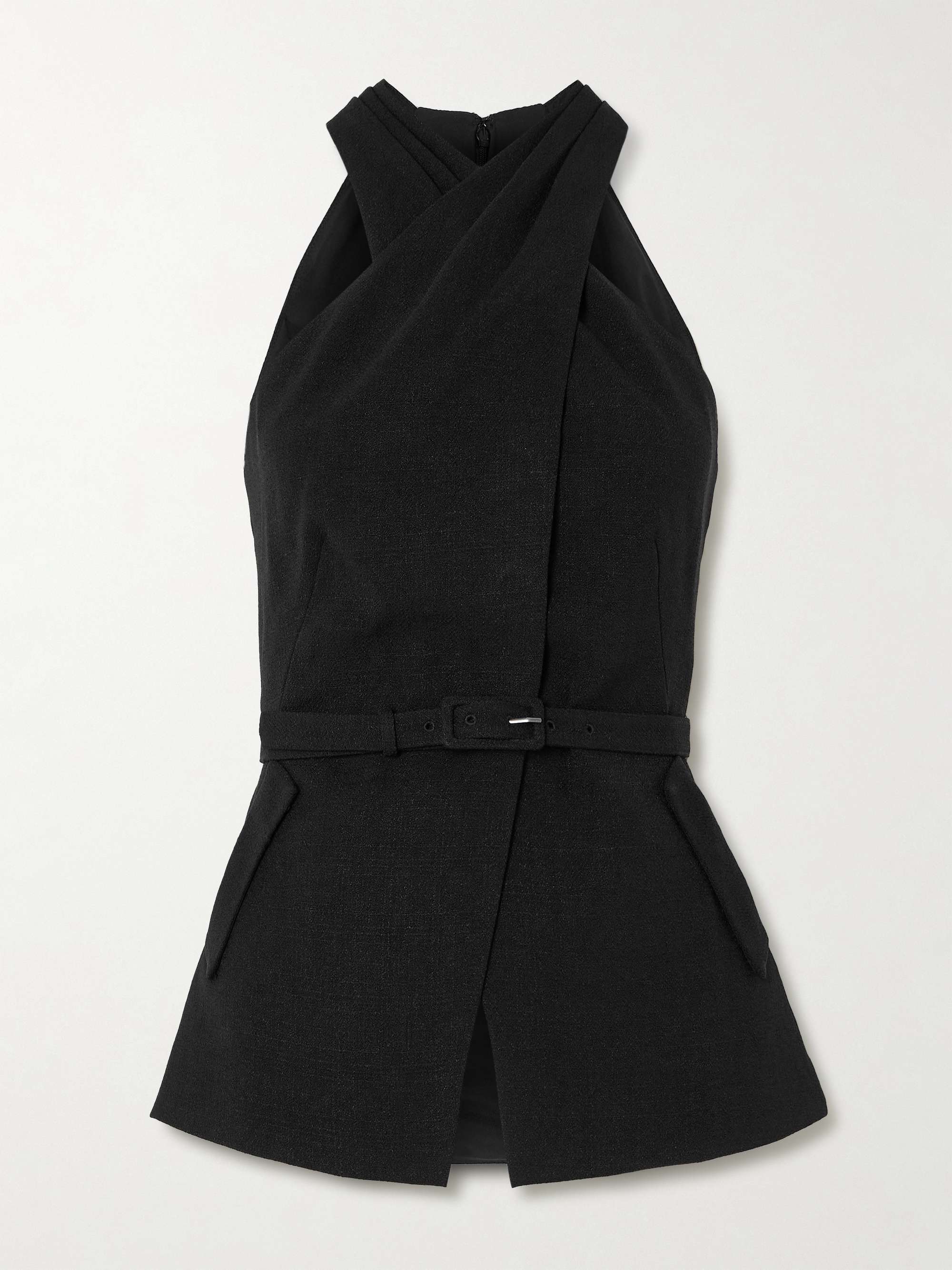 Tolu belted draped bouclé halterneck vest hero visual