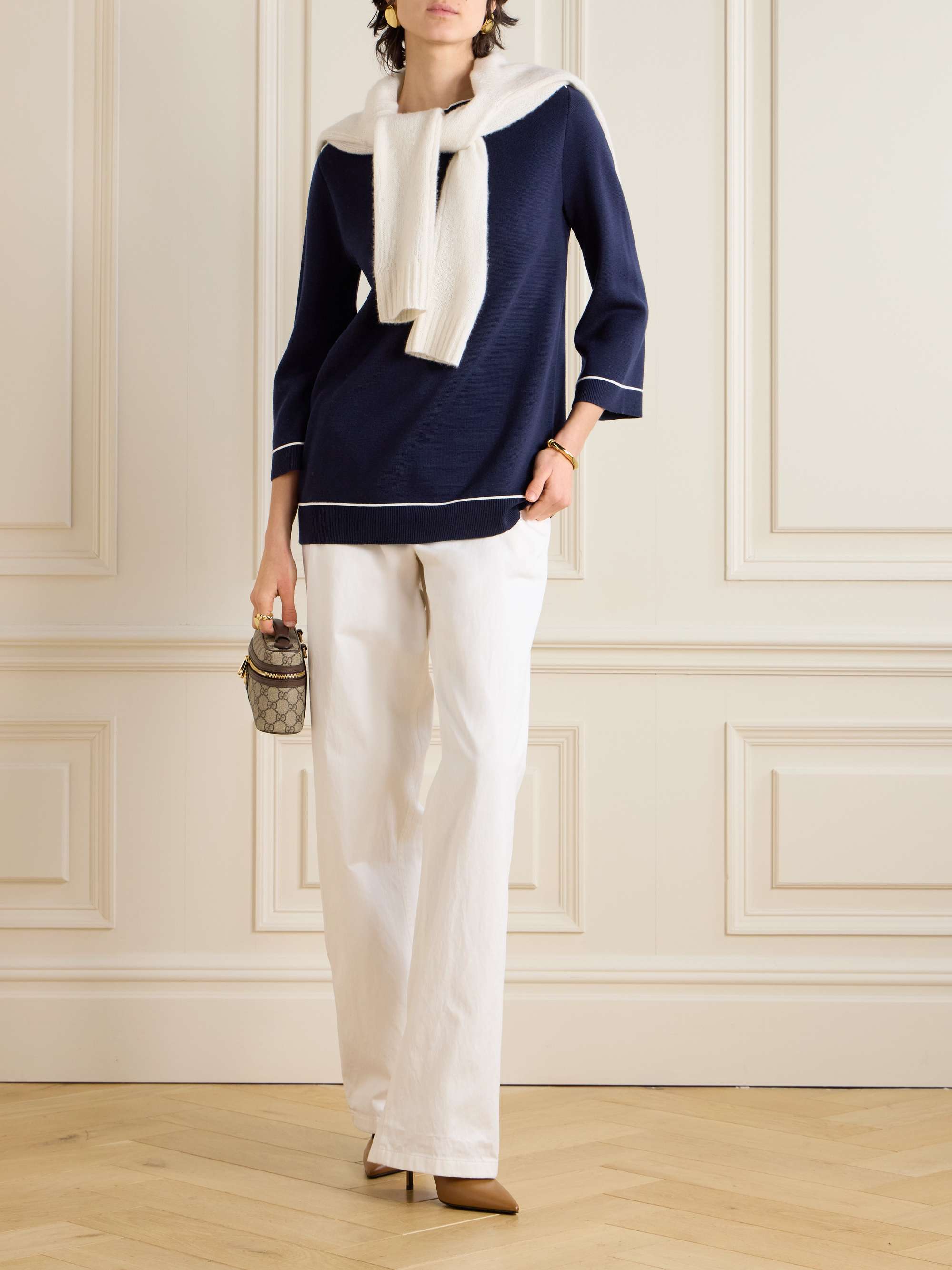 Piped wool sweater view