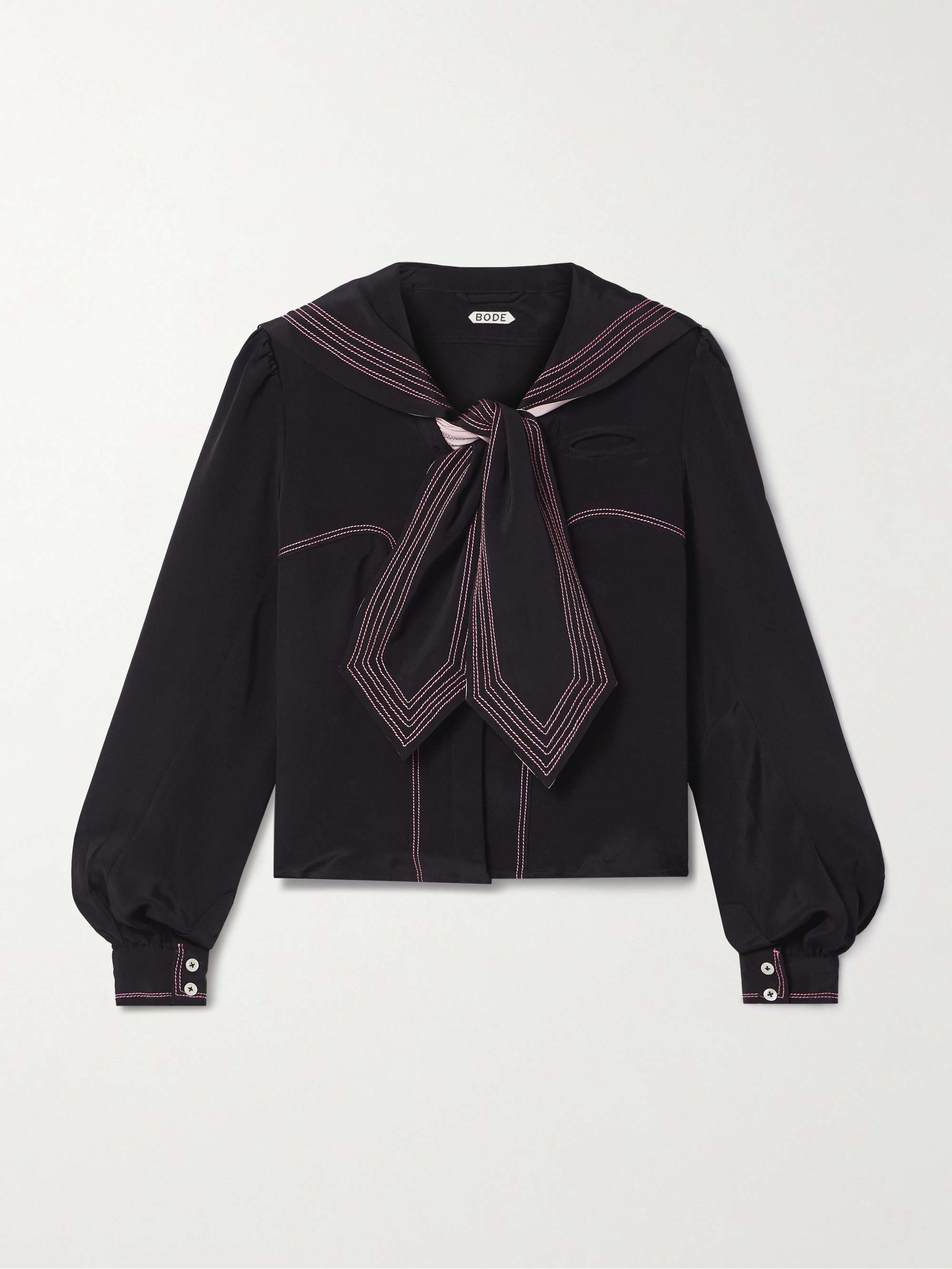 Seafarer tie-neck silk shirt hero visual