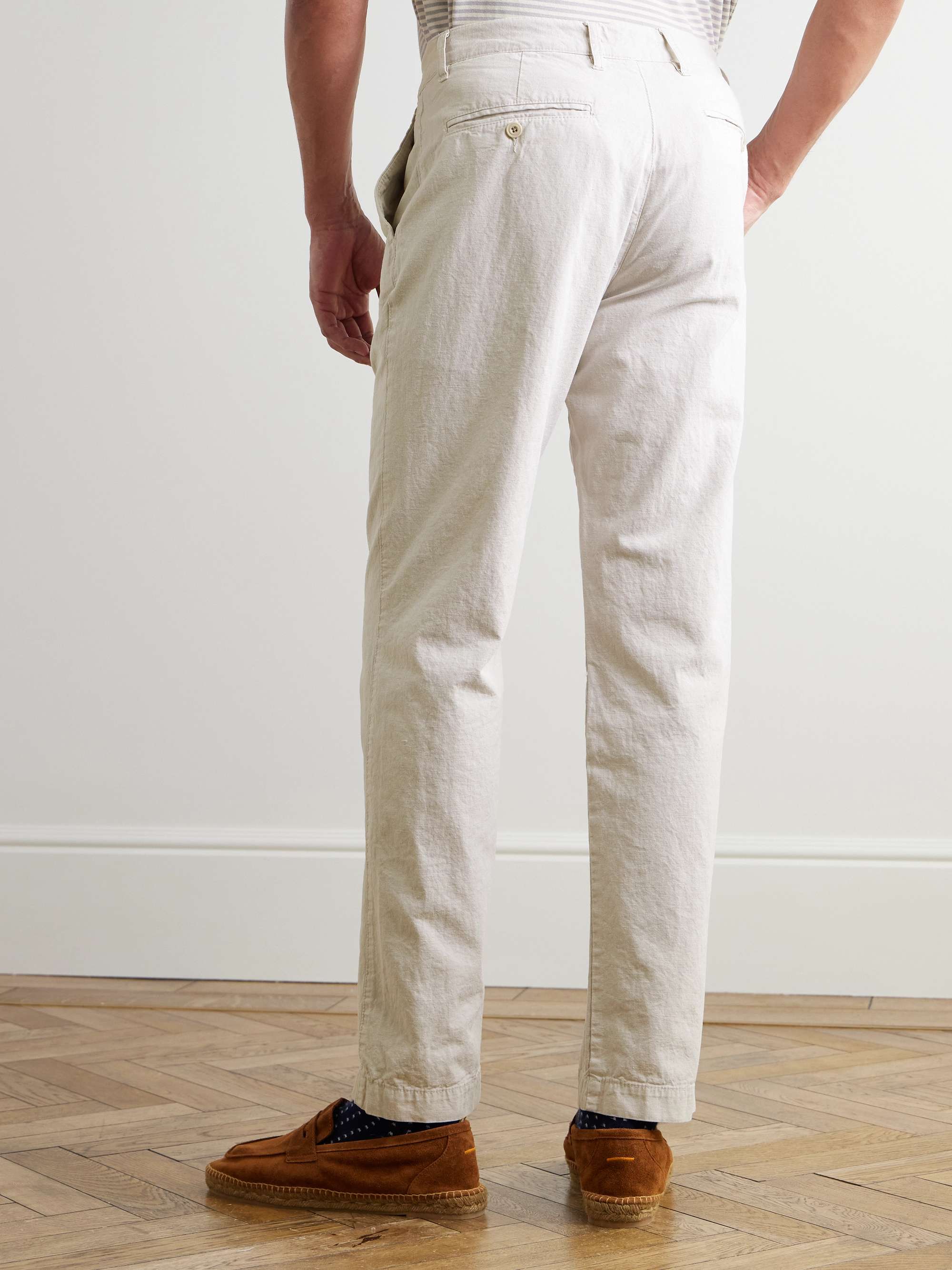 Tyron Slim-Fit Straight-Leg Cotton and Linen-Blend Trousers view