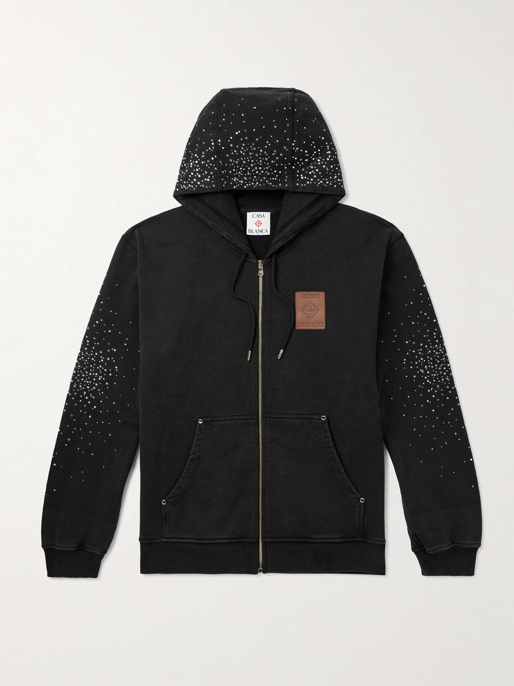 La Prémonition Logo-Appliquéd Crystal-Embellished Printed Organic Cotton-Jersey Zip-Up Hoodie hero visual