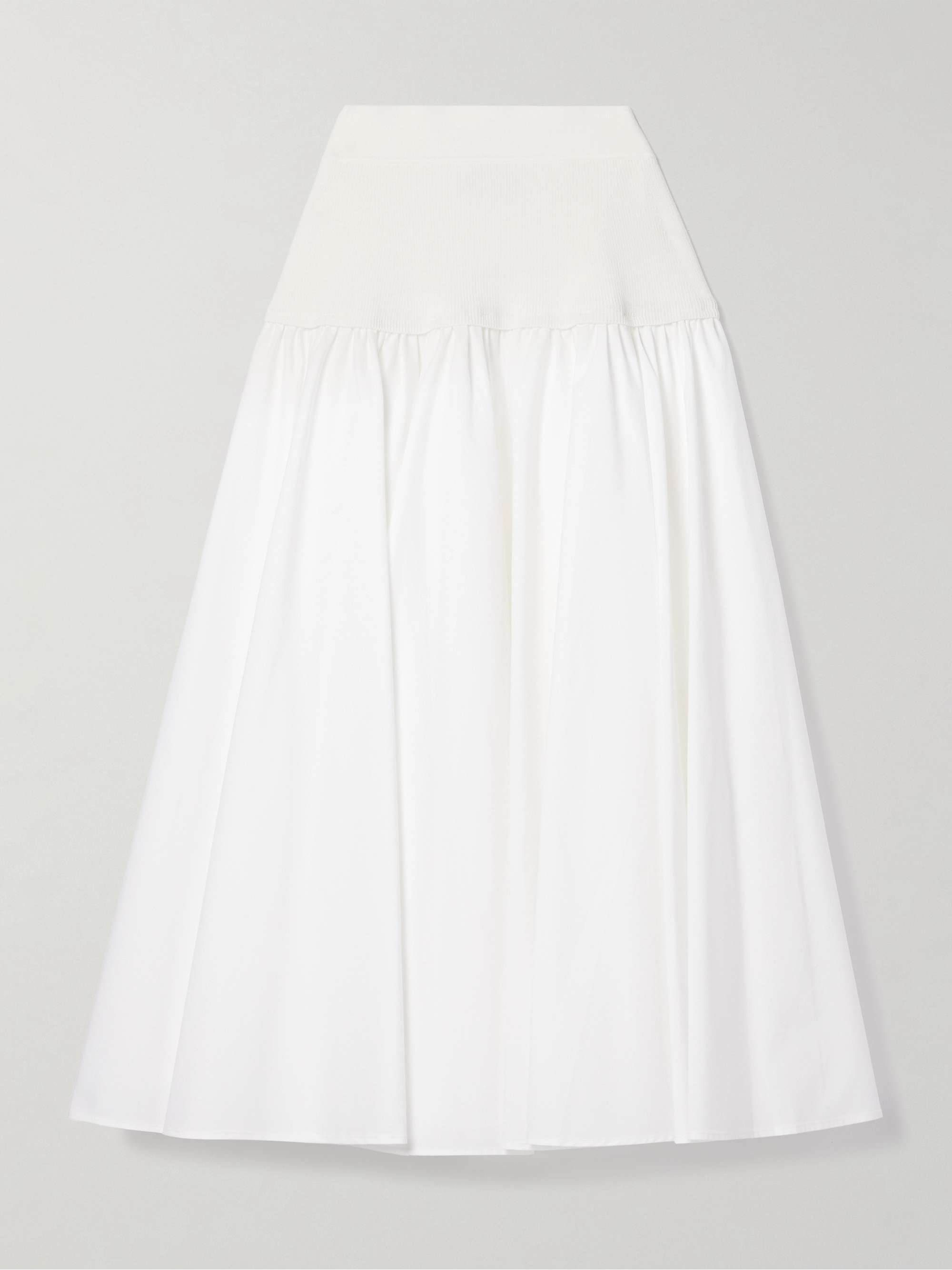 Stella paneled pleated cotton-blend poplin midi skirt hero visual