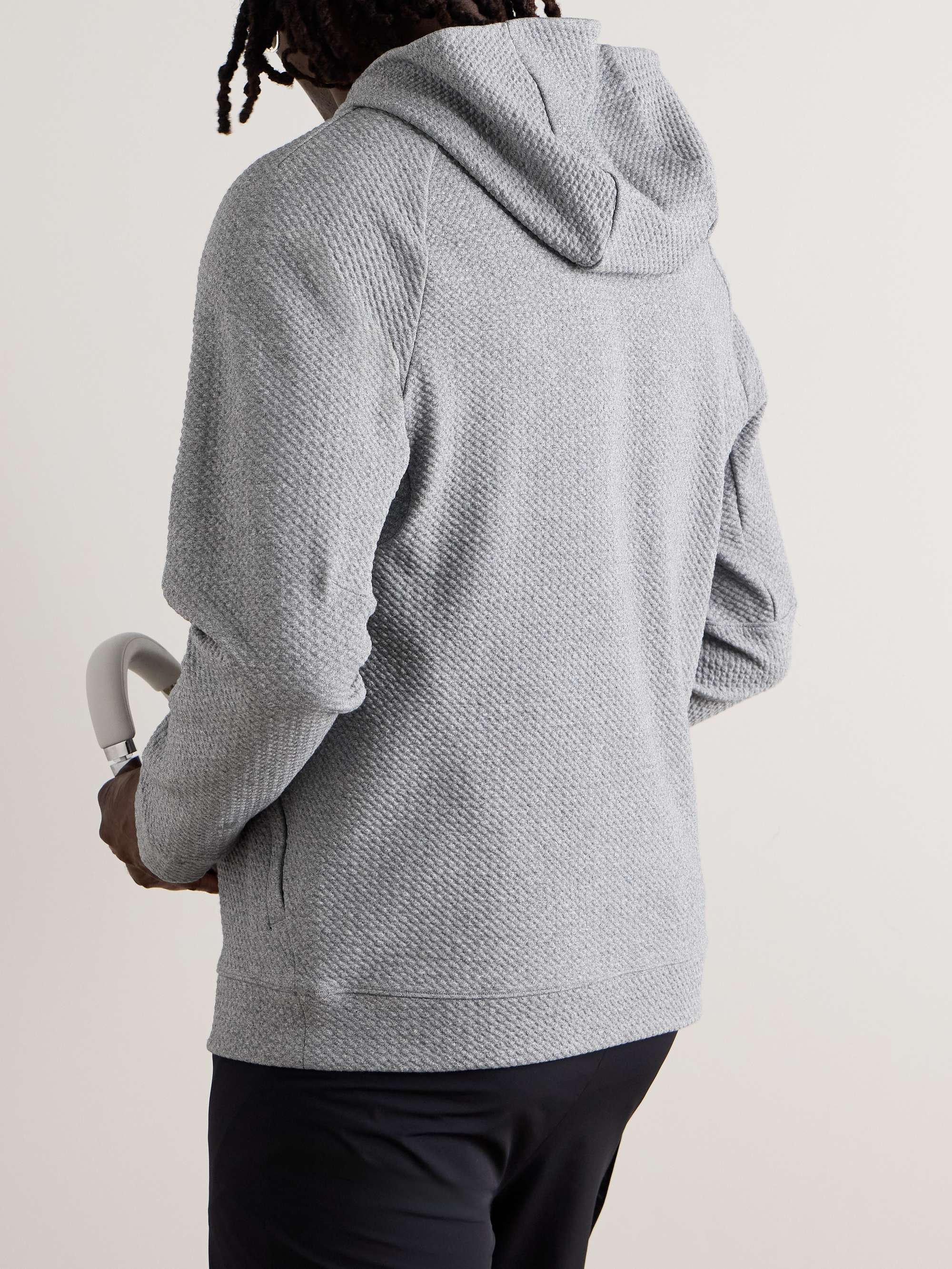 At Ease Double-Knit Textured Cotton-Blend Hoodie view