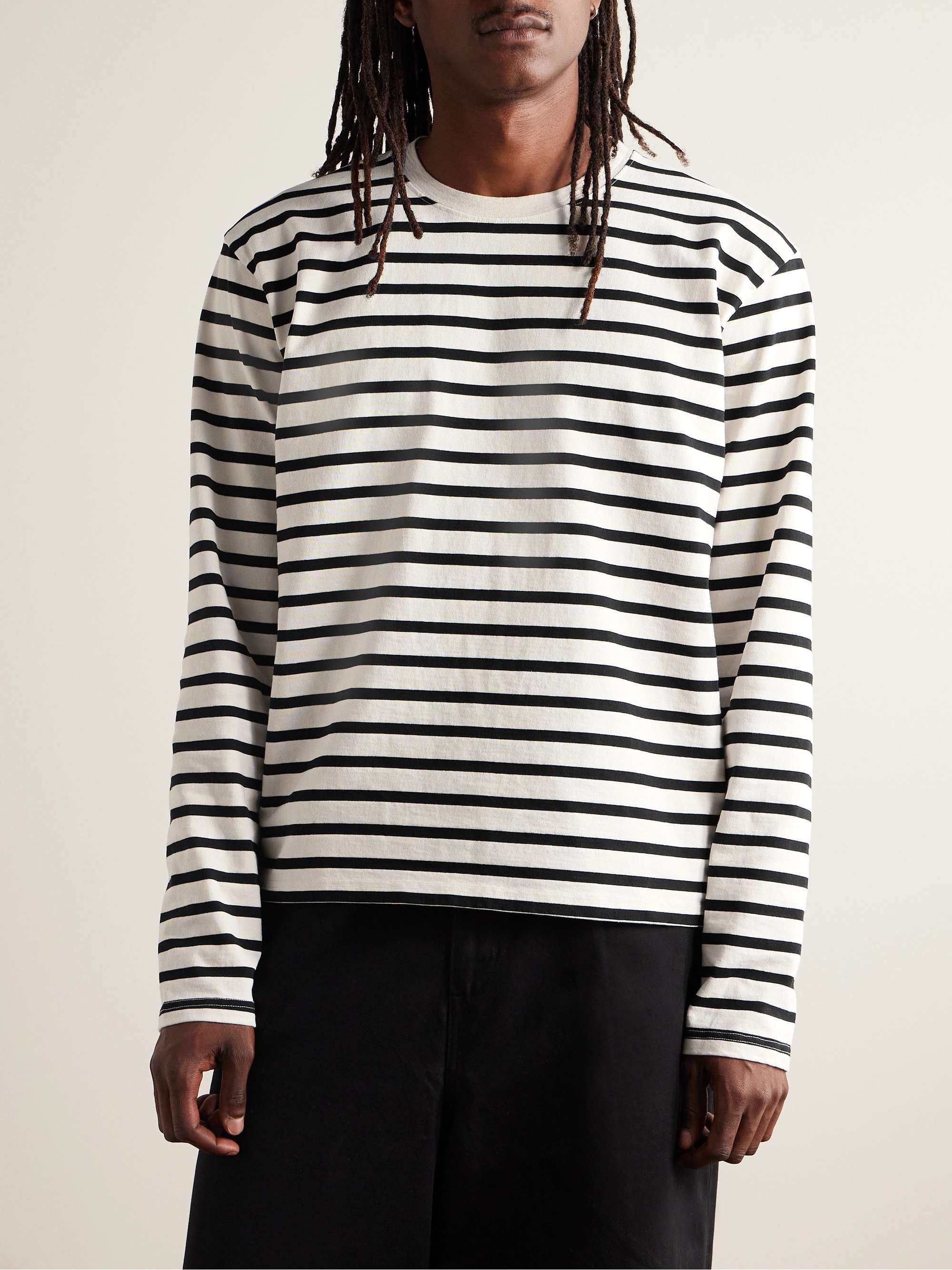 Printed Striped Cotton-Jersey T-Shirt view
