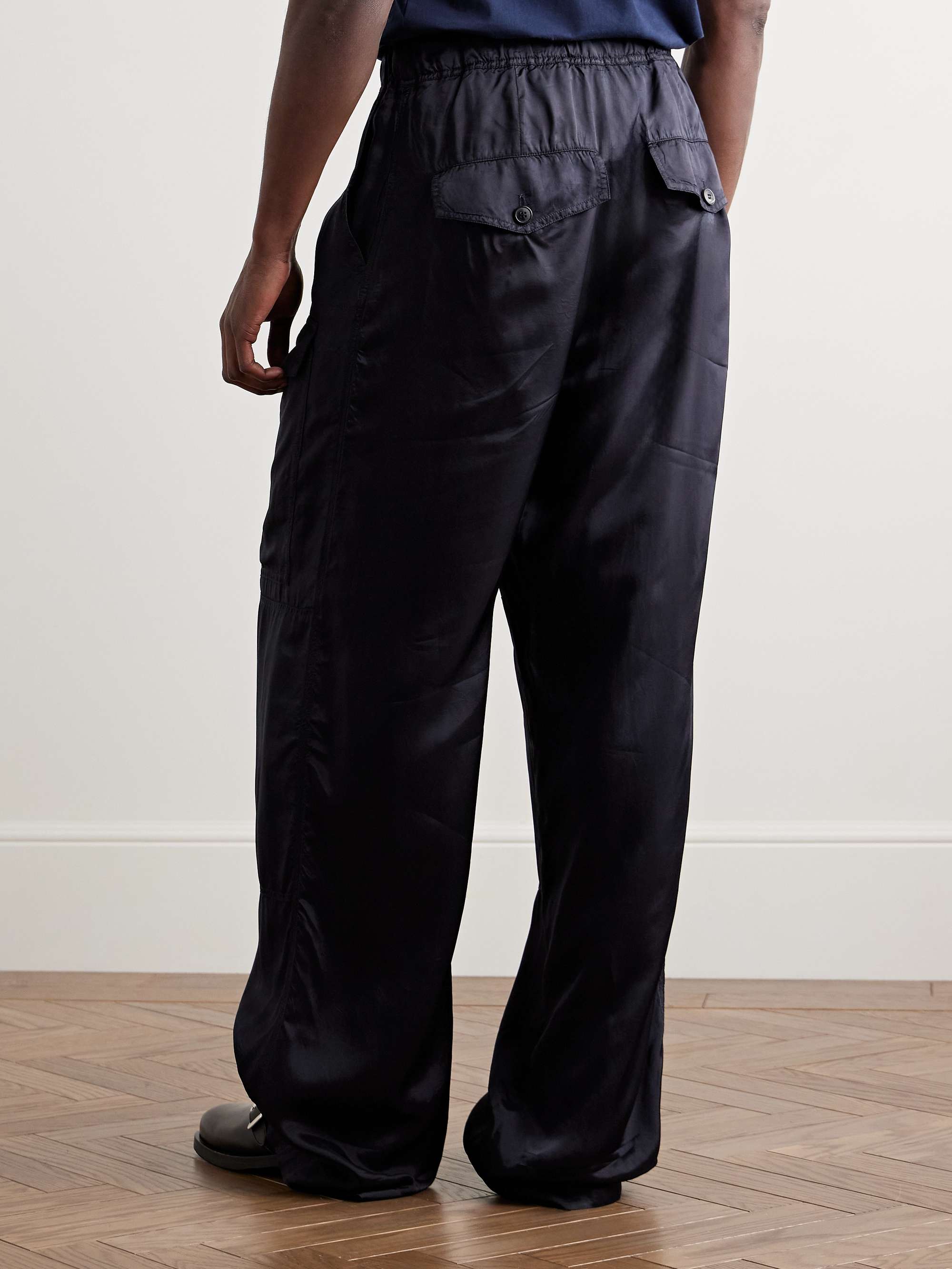 Pannoch Wide-Leg Satin Drawstring Cargo Trousers view