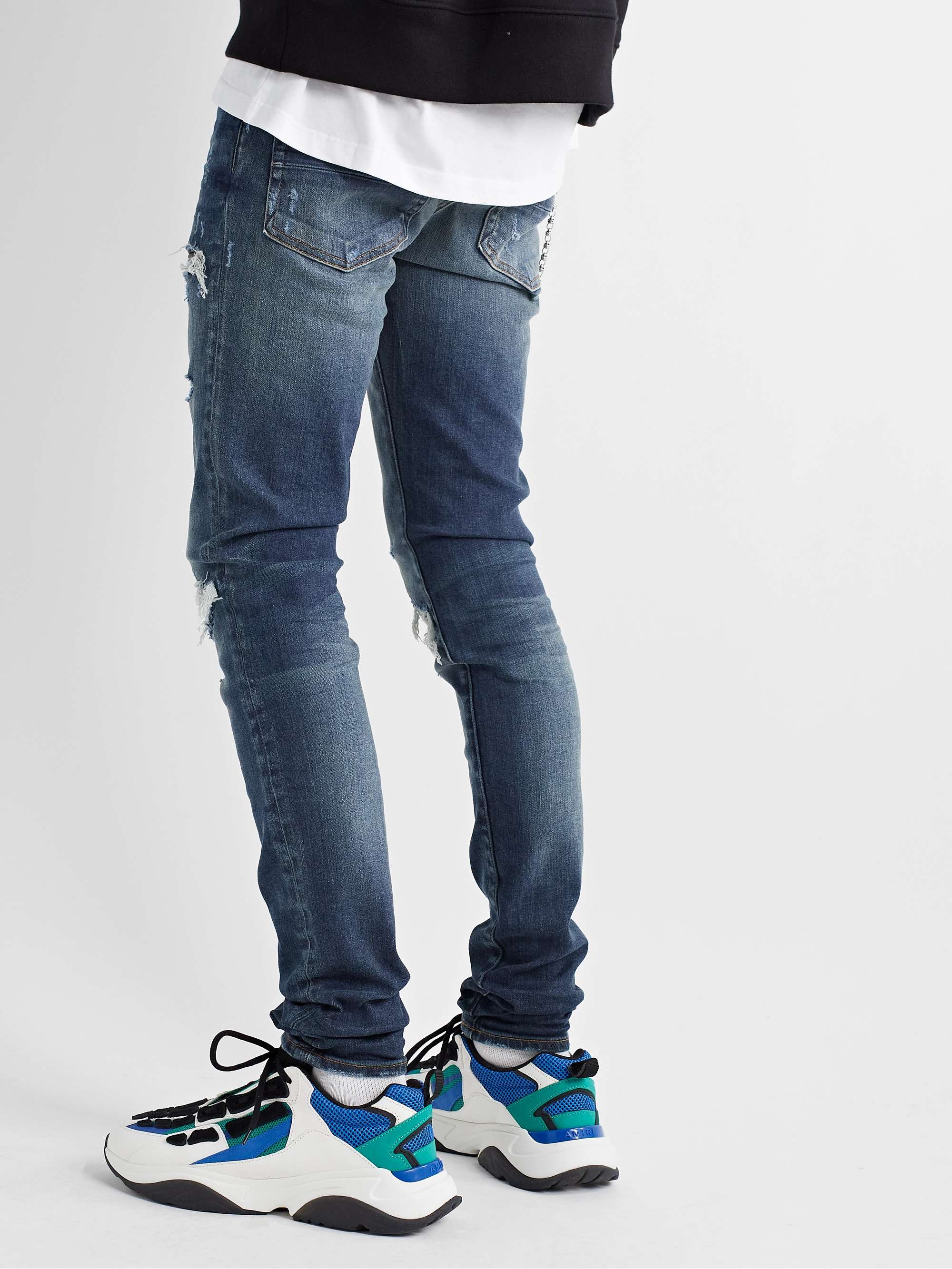 MX1 Skinny-Fit Panelled Distressed Jeans view