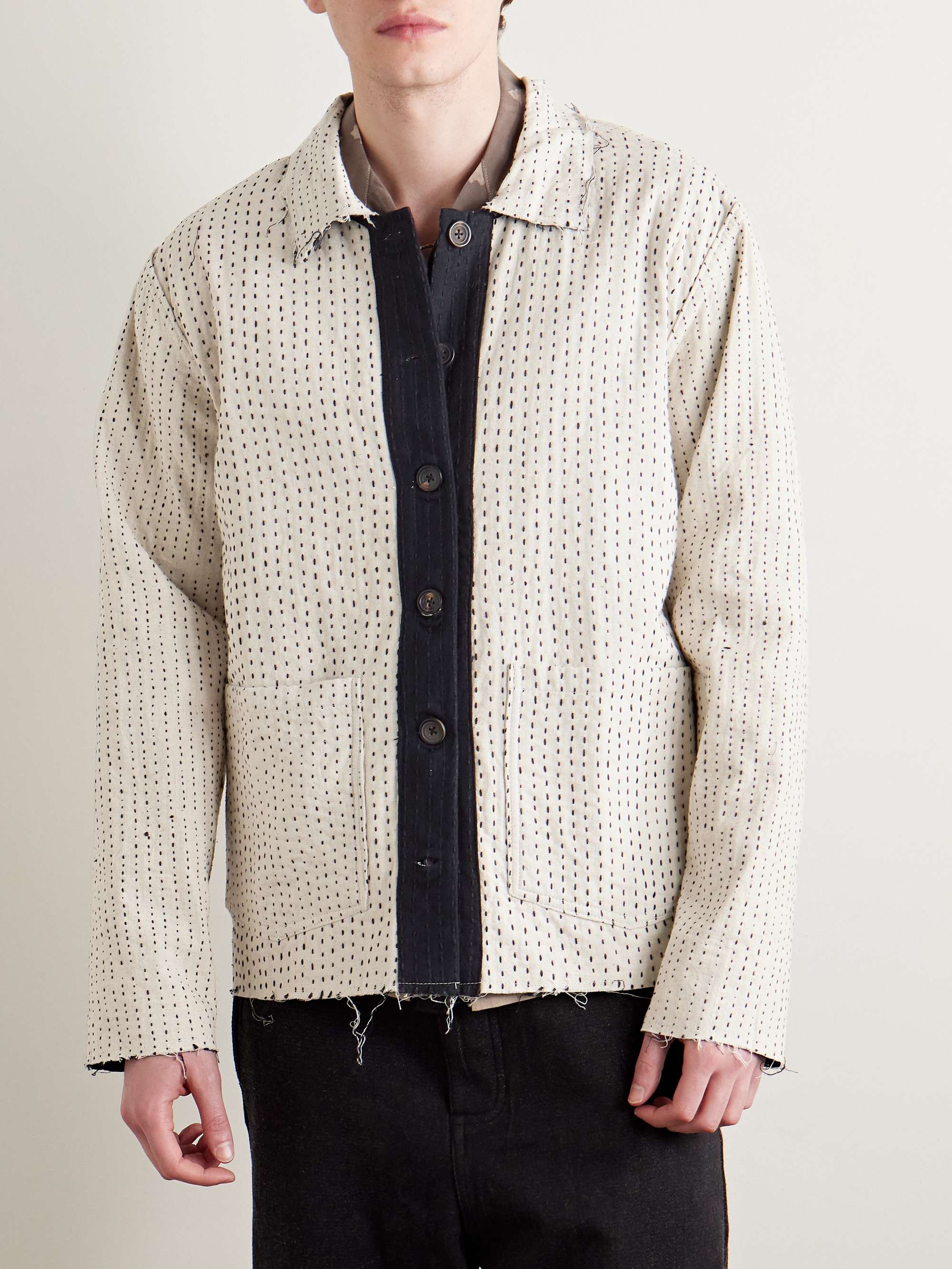 Reversible Frayed Embroidered Cotton-Voile Jacket view