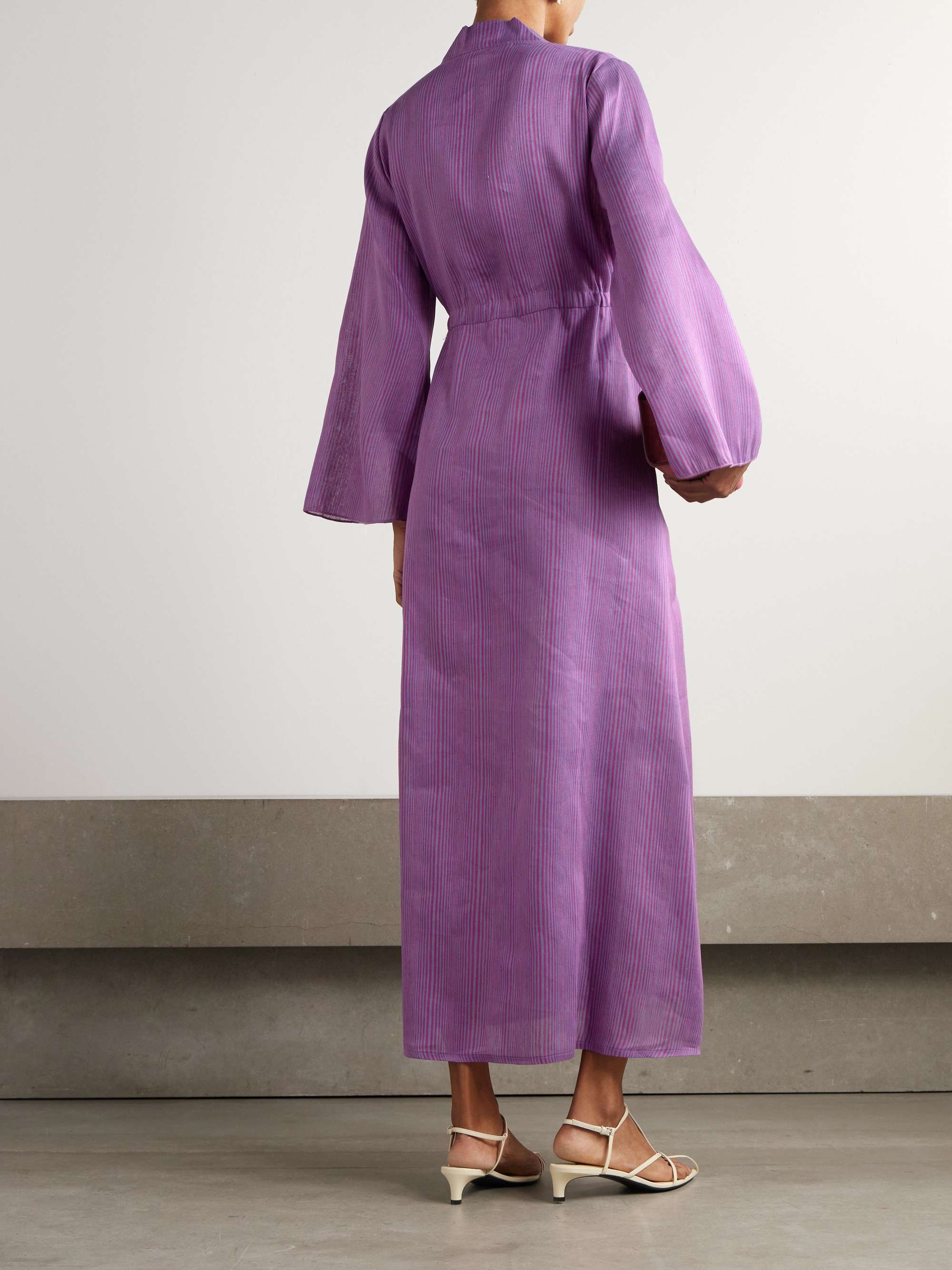 Otani Veil striped linen-blend coverup view