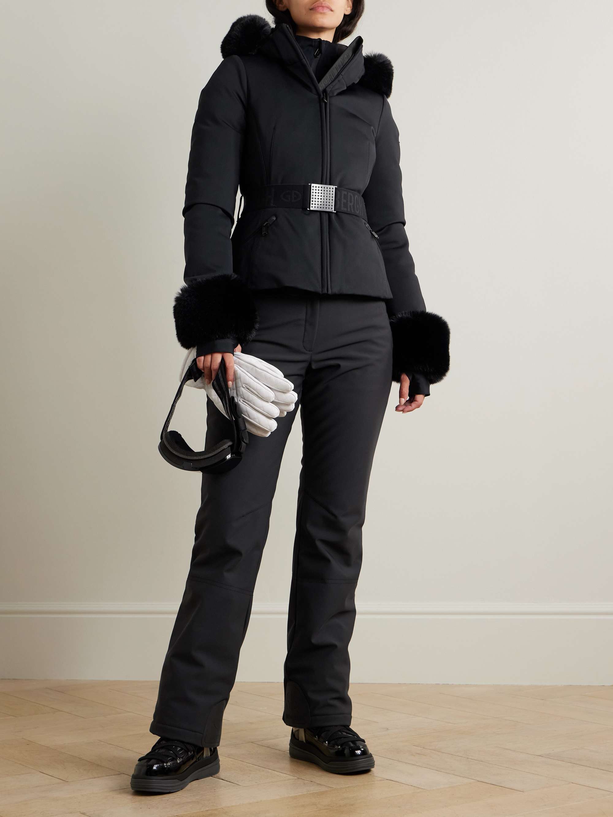 Giselle belted faux shearling-trimmed ski jacket view