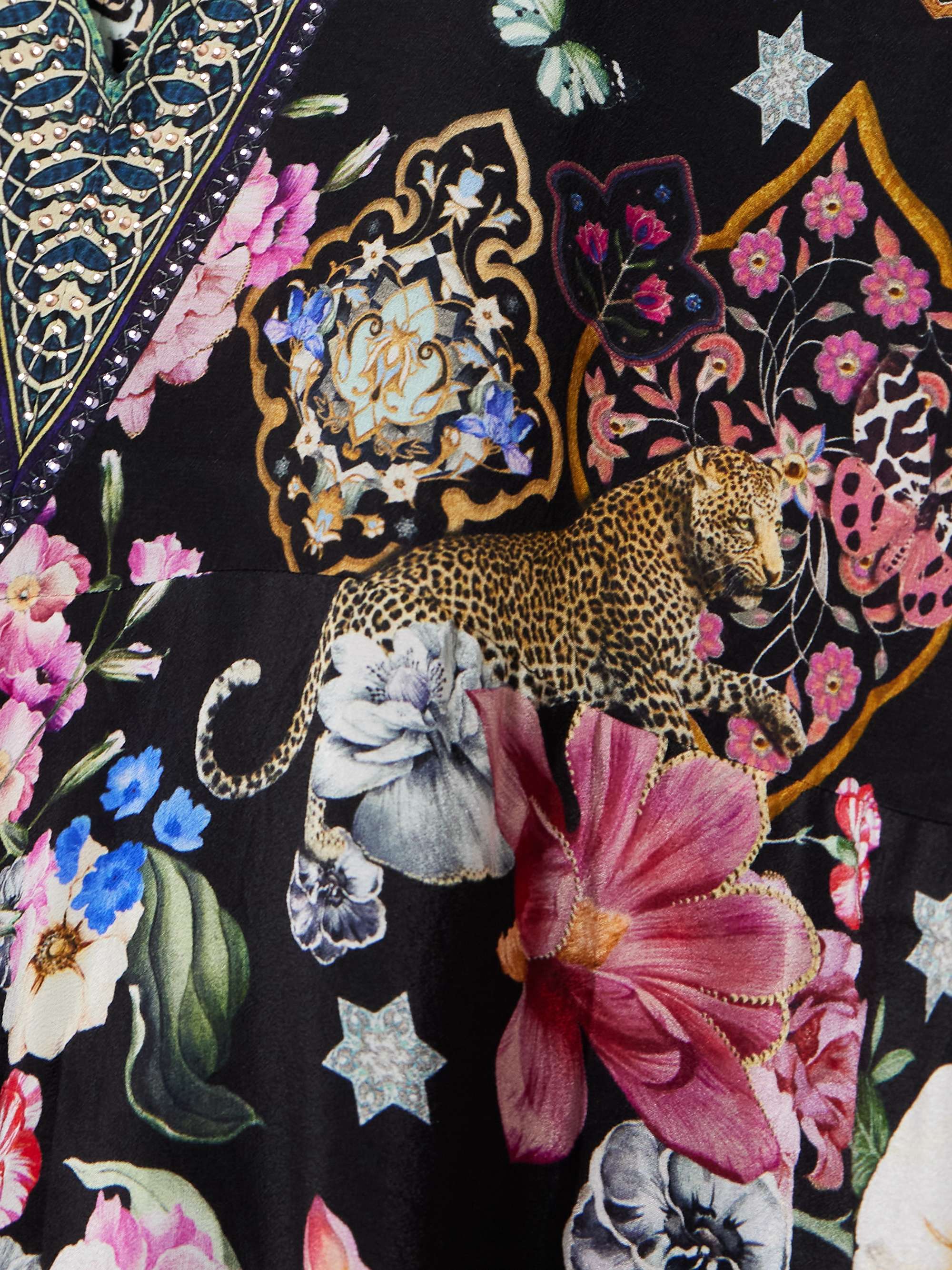 Midnight in Monserrate crystal-embellished printed silk-crepe kaftan view