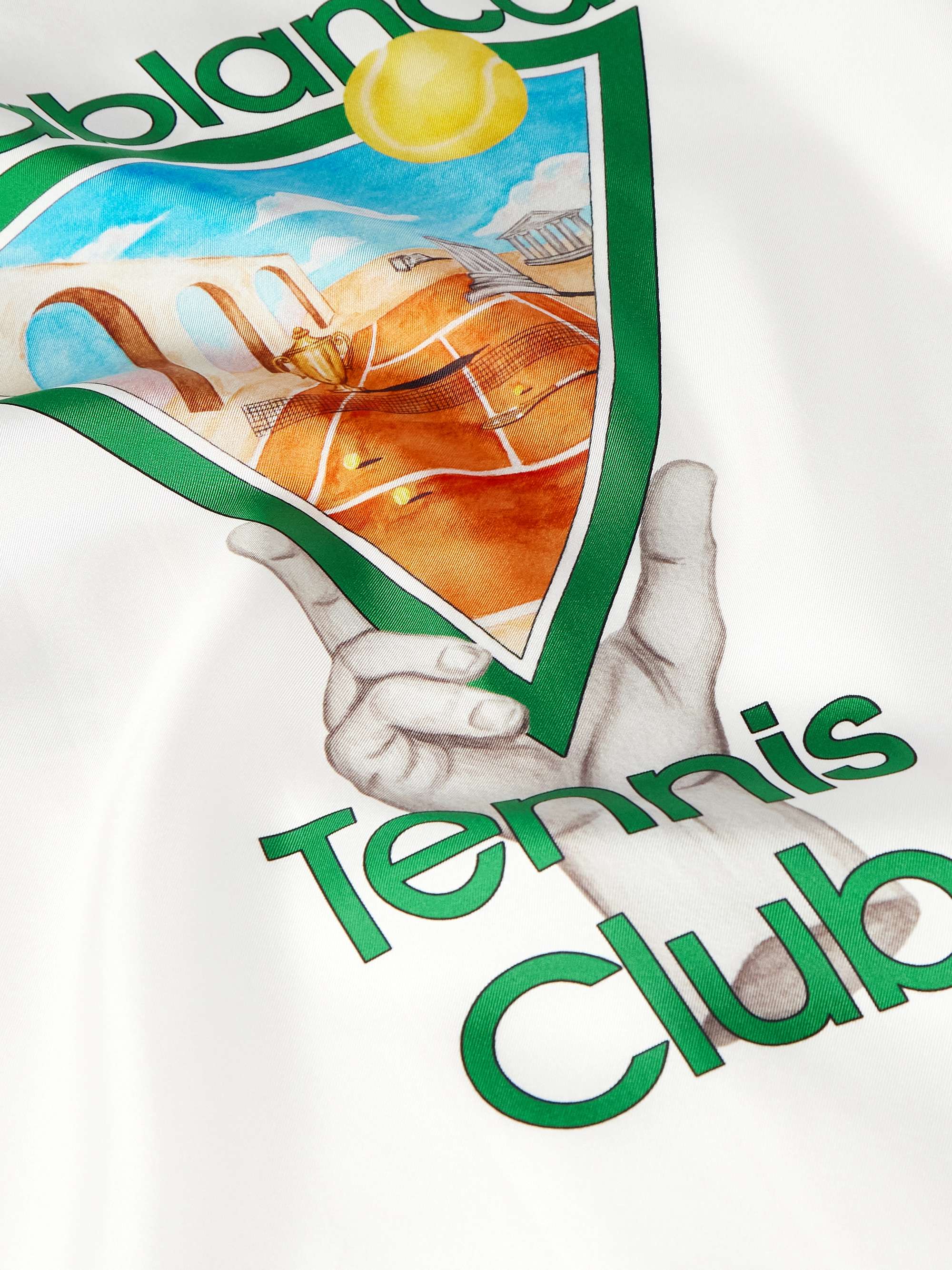 Metaphysical Tennis Icon Convertible-Collar Printed Silk-Twill Shirt view