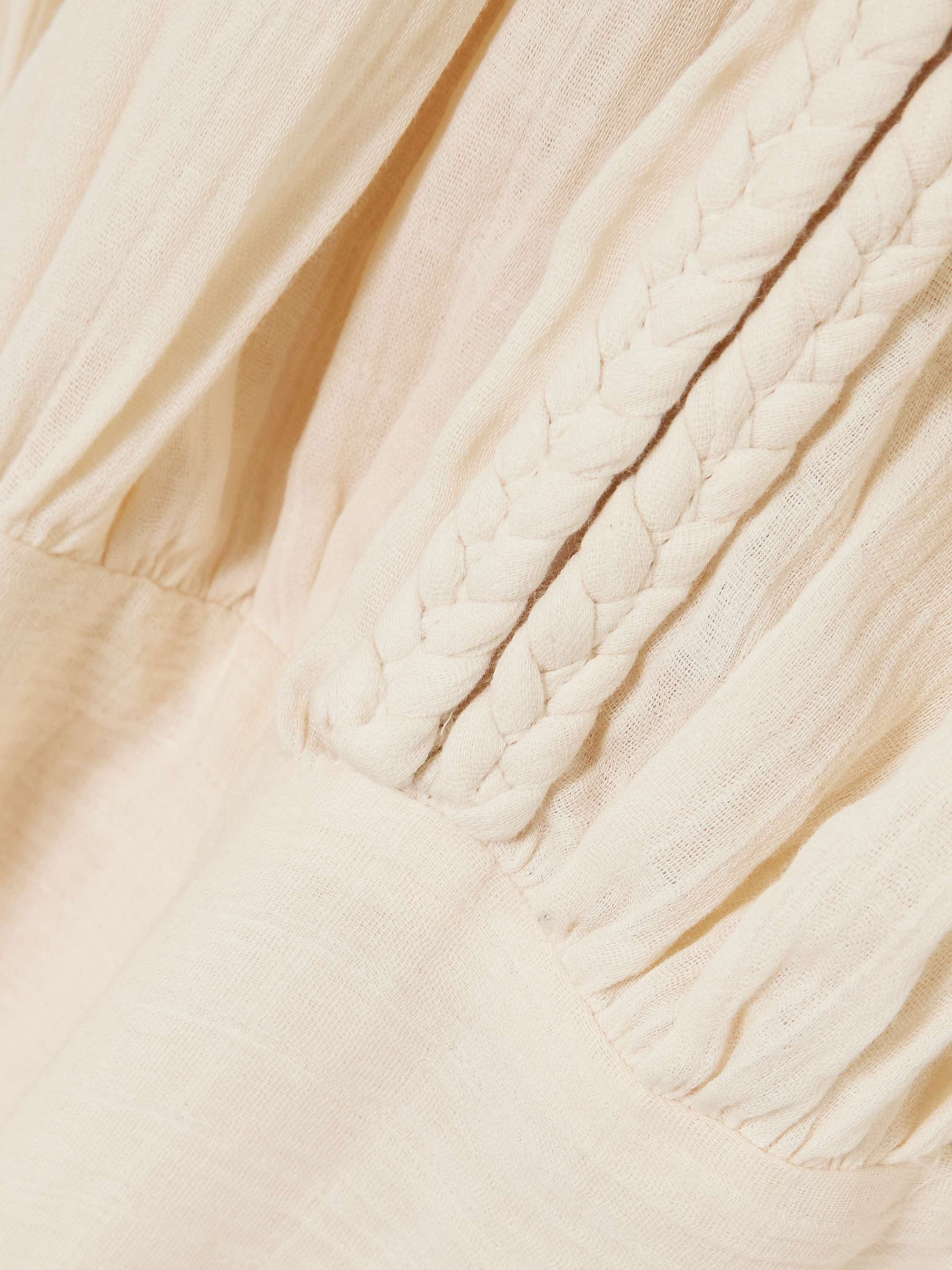 Jaoni gathered ruched braided cotton-gauze mini dress view