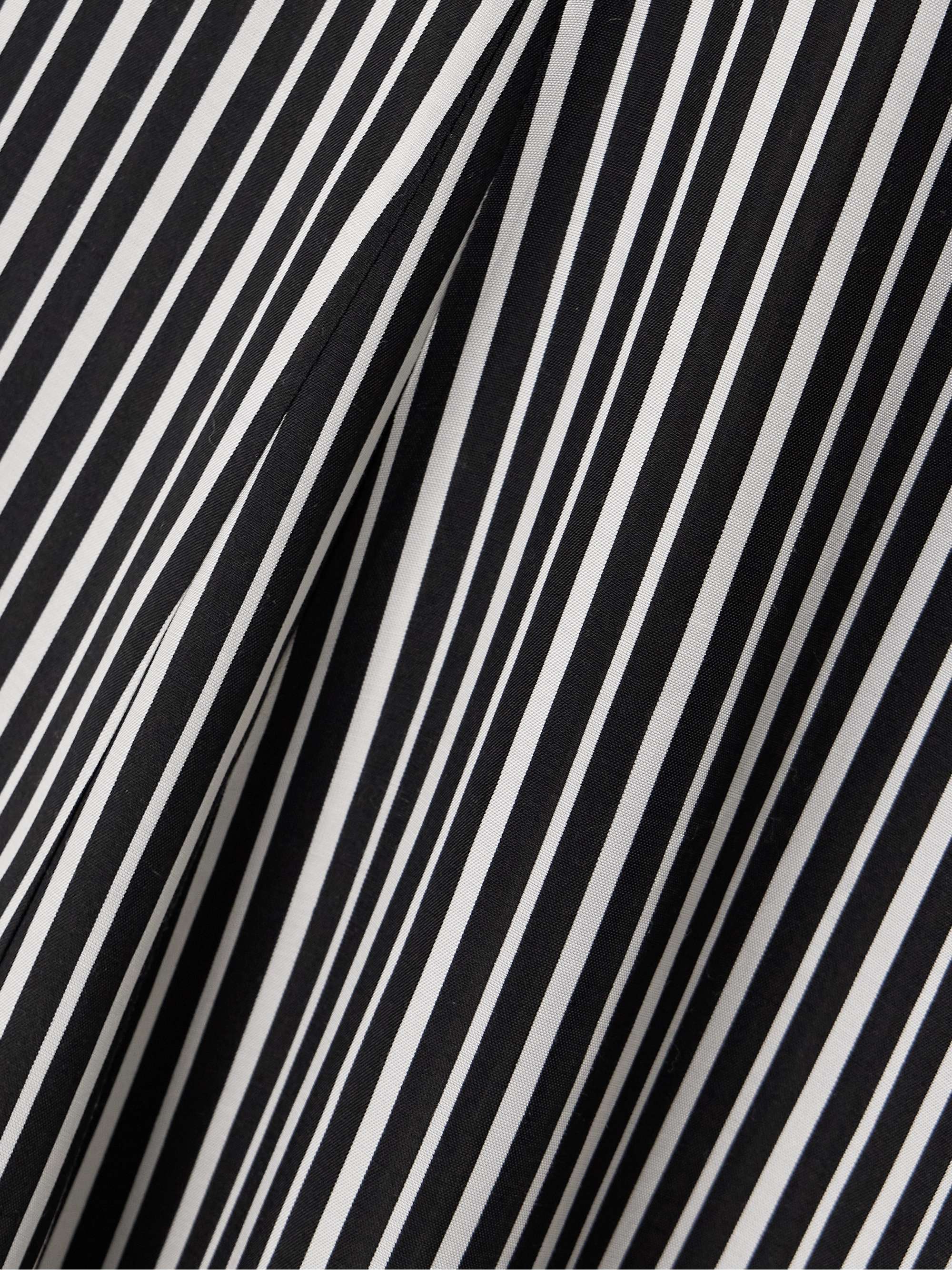 Pleated striped recycled-crepe de chine midi dress view